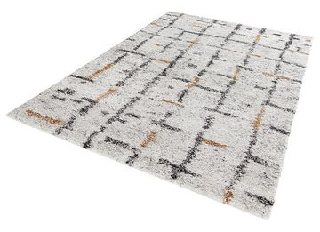 Teppich Hochflor Teppich Grid creme, MINT RUGS, rechteckig, Höhe: 30 mm