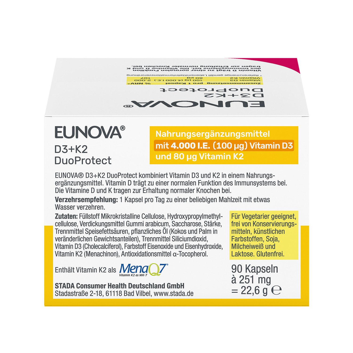 EUNOVA® DuoProtect D3K2 4000IE/80UG Kapsel, 22.6 g 0.0 ml