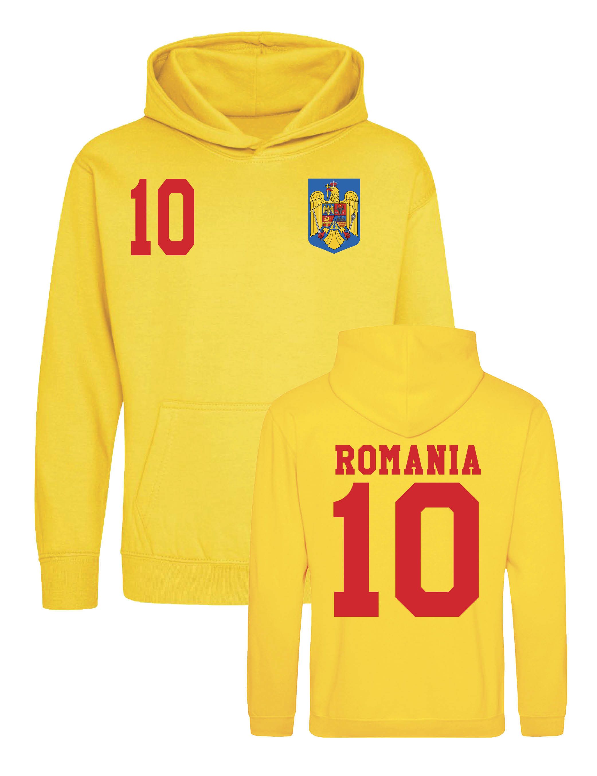 Kapuzenpullover Kinder Hoodie Pullover "Romania" Aufdruck Fußball Jungen und Mädchen
