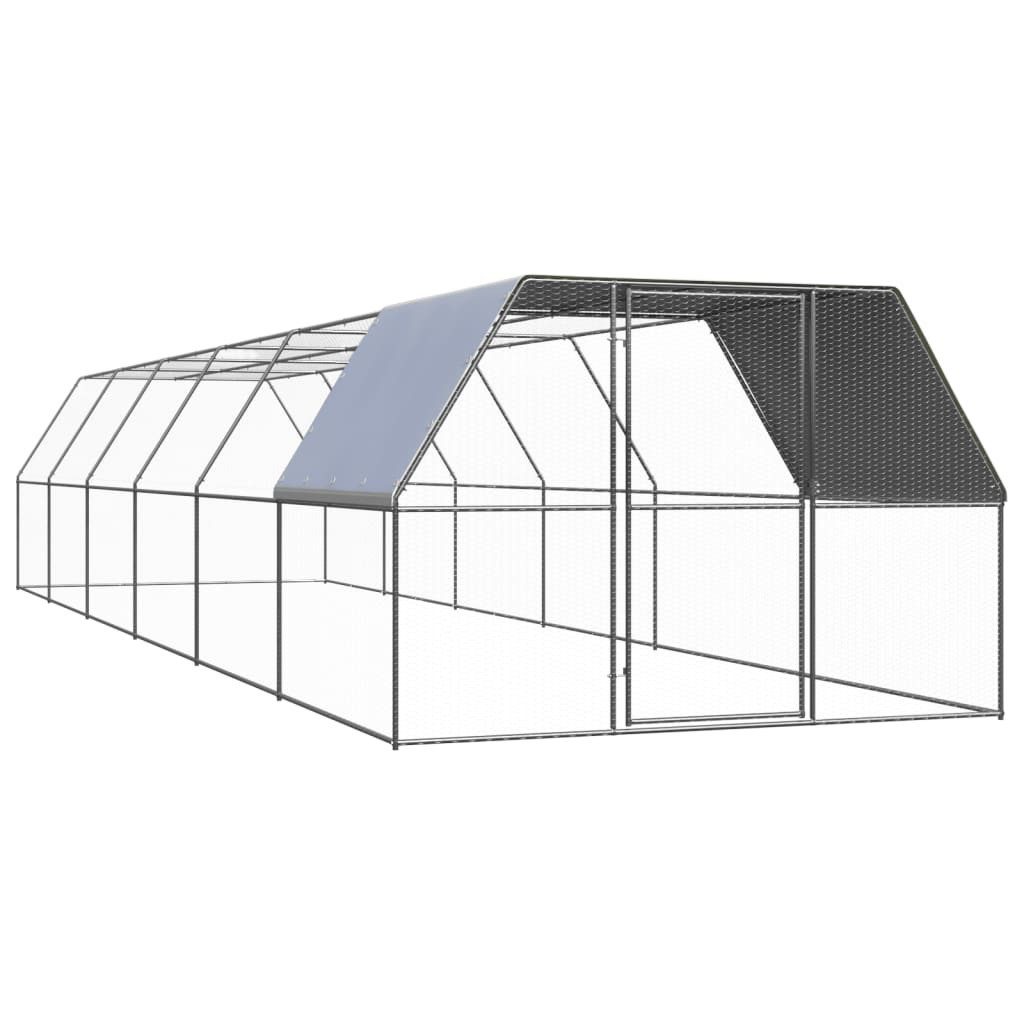 vidaXL Hühnerstall, Outdoor-Hühnerkäfig 3x12x2 m Verzinkter Stahl