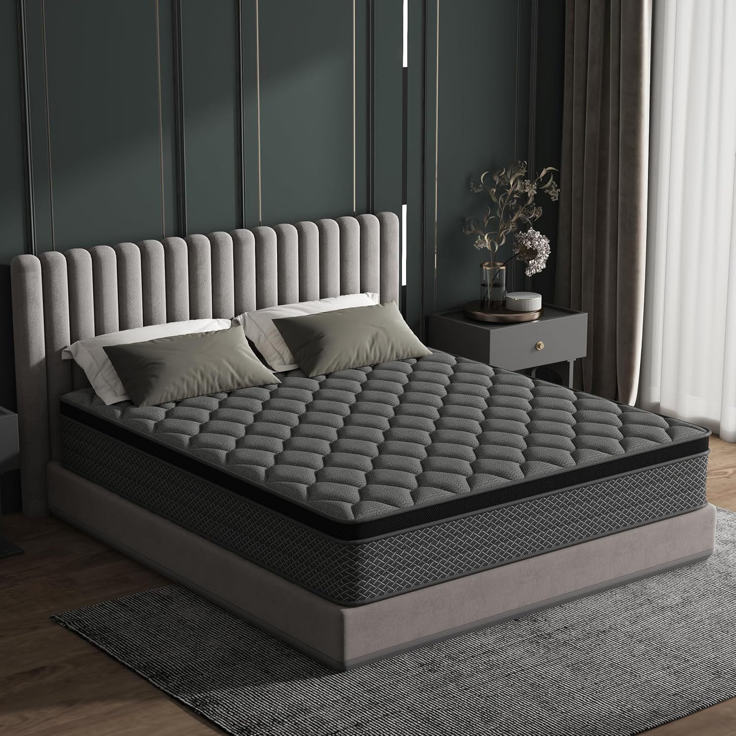 Hybridmatratze 7-Zonen-Federkern & Gel-Memory-Schaum, 20 cm Boxspring-Matratze, CBAEC-RSN, 20 cm hoch, H3, bewegungsisolierend & …