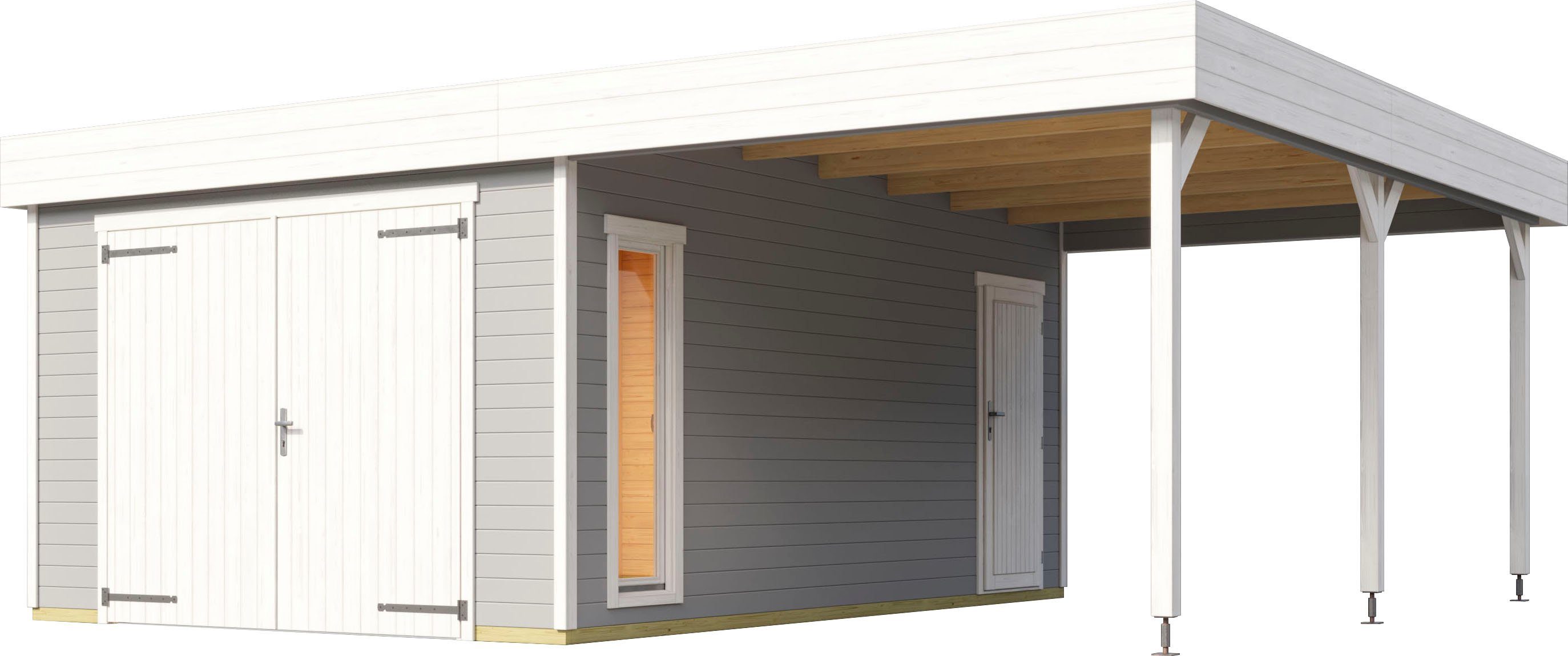 LASITA MAJA Garage Bahamas (Set, Mit zusätzliche Eingang), Garage + Holztor