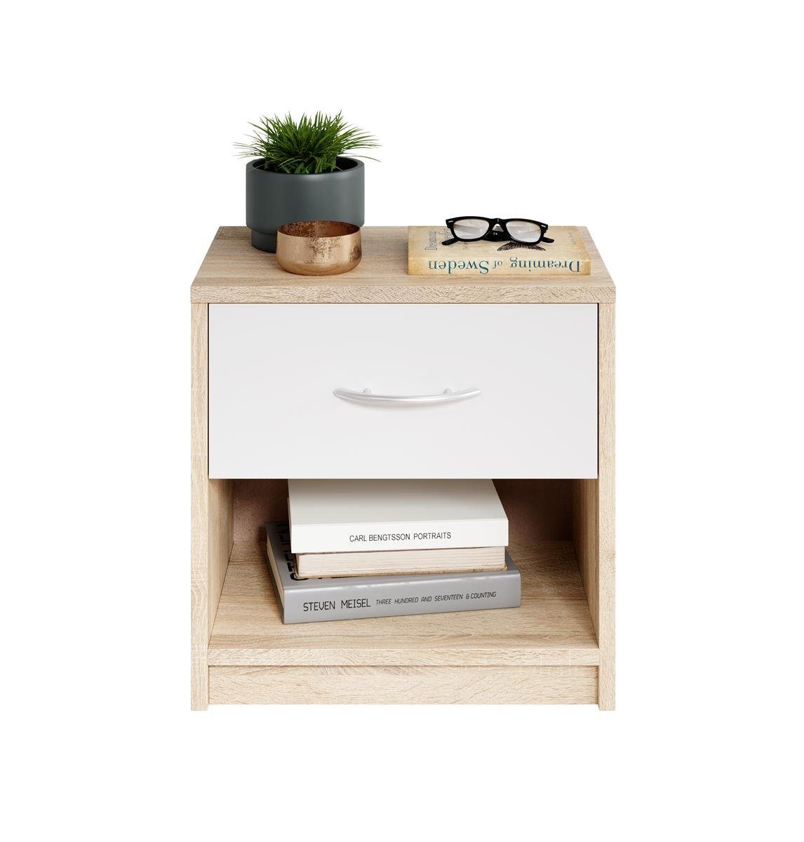 möbelando Nachtkommode Bettine, 39 x 41 x 28 cm (B/H/T)