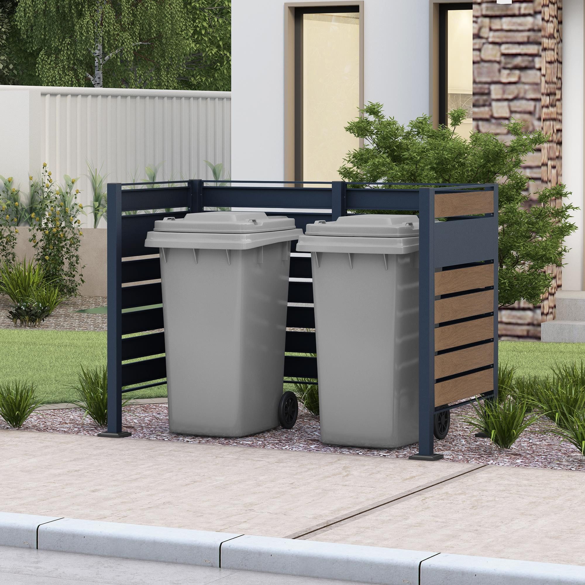 ESTEXO Mülltonnenbox Mülltonnenverkleidung Garten Zaun 120 cm Sichtschutz 1 Erweiterung
