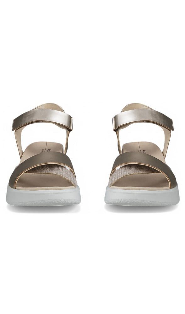Ecco Flowt (Vollnarb und Nubukleder) gold/weiss Damen Sandale