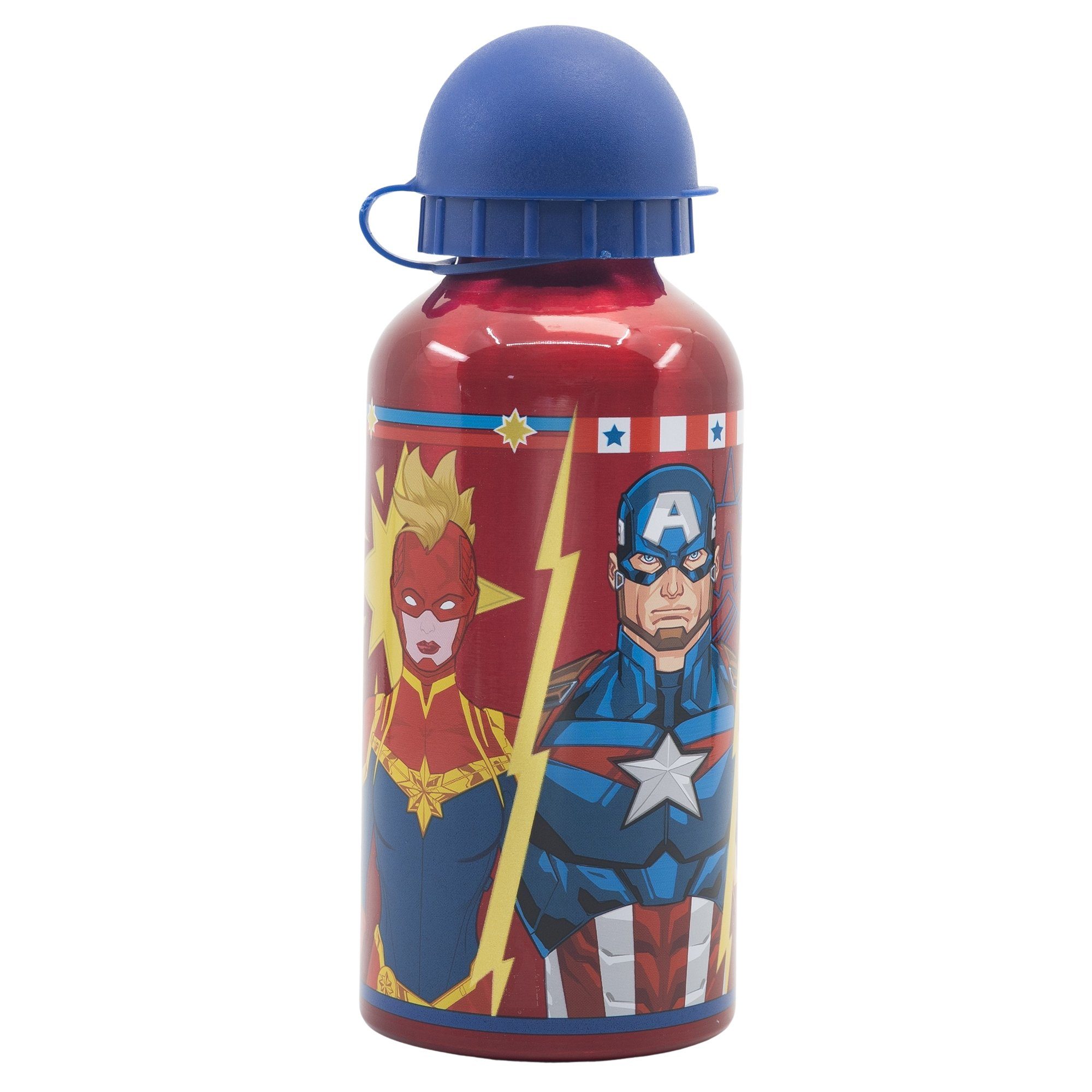 MARVEL Lunchbox Marvel Avengers (4-tlg), Besteck Brotdose 3 Set Kinder Alu-Trinkflasche 4tlg, Kammern