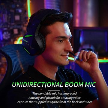 BINNUNE Gaming-Headset (Detailreiche Audioqualität für ein intensives Spielerlebnis, Kabellos, Headset Wireless mit Mikrofon für PC PS4 Playstation, Bluetooth Gaming)