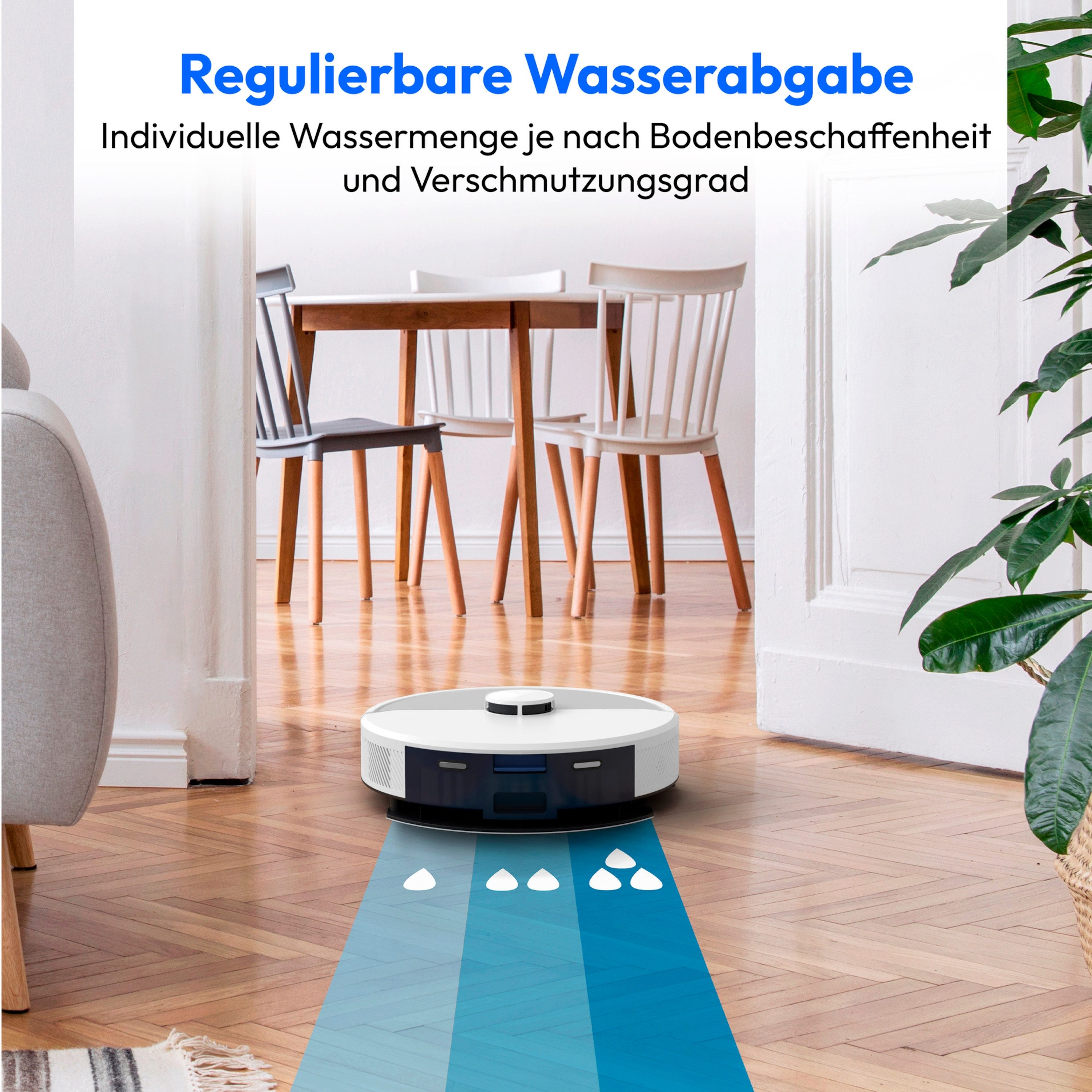 Medion® Saugroboter Smarter Saugroboter mit Wischfunktion und Absaugstation X23 SW+, beutellos, X23SW+ weiß