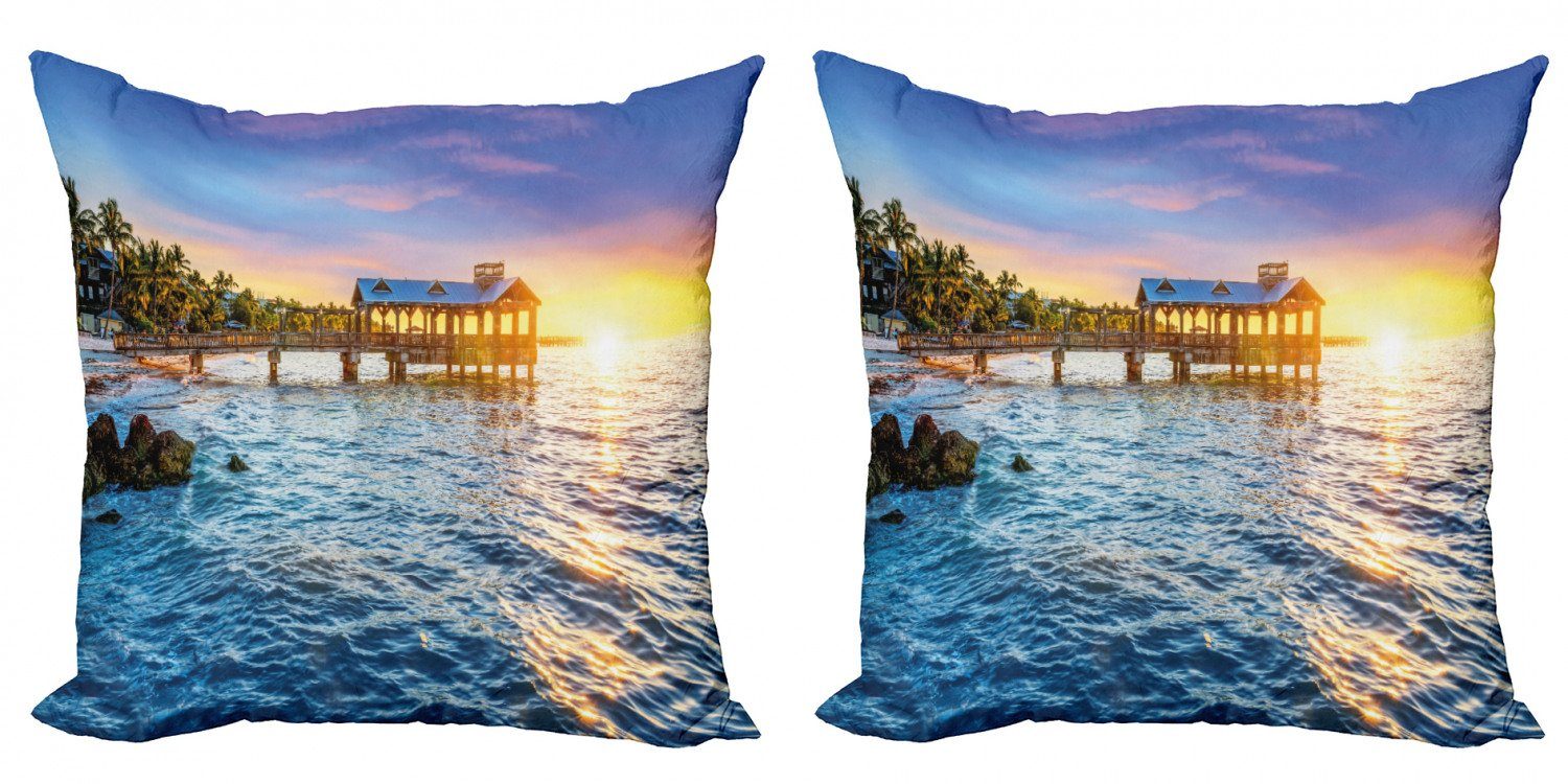 Digitaldruck, (2 Kissenbezüge Doppelseitiger Stück), Beach Accent Abakuhaus Vereinigte Florida Modern Staaten