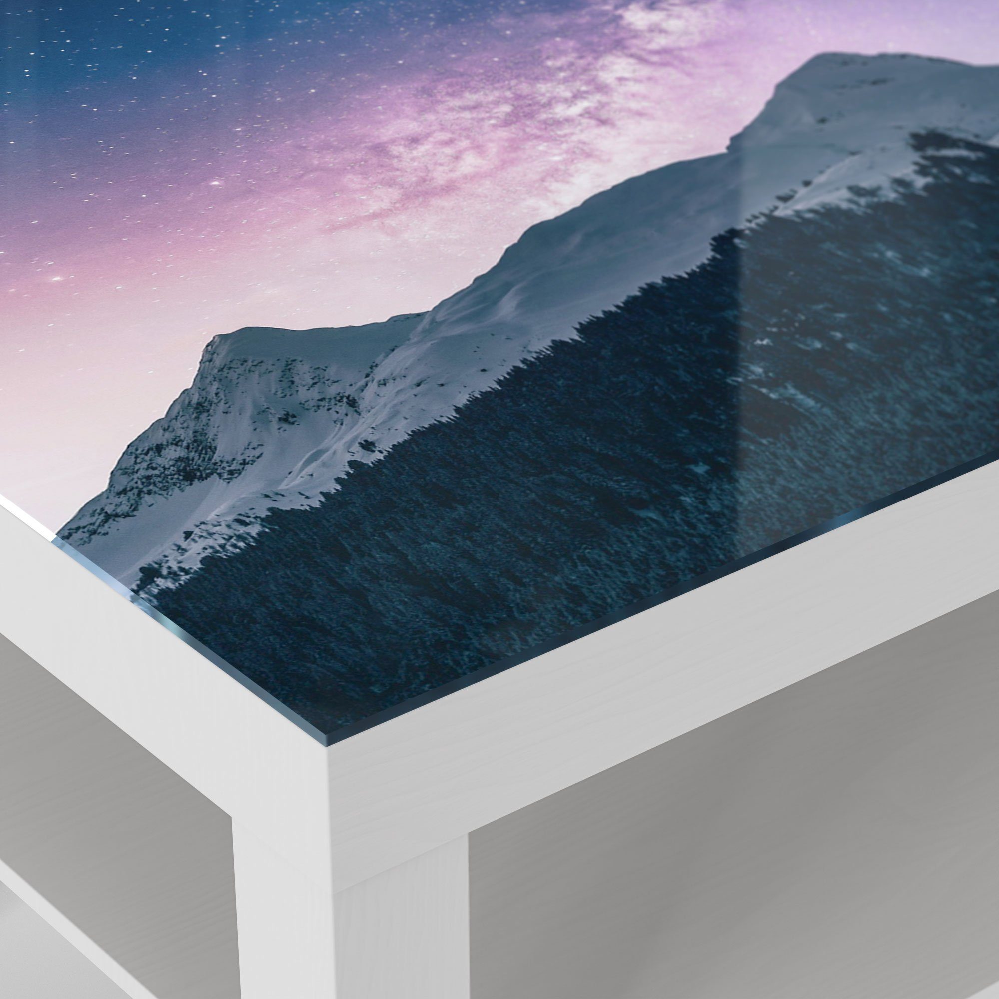 DEQORI Couchtisch in 'Nachthimmel Weiß Bergen', Glas Glastisch den Beistelltisch modern