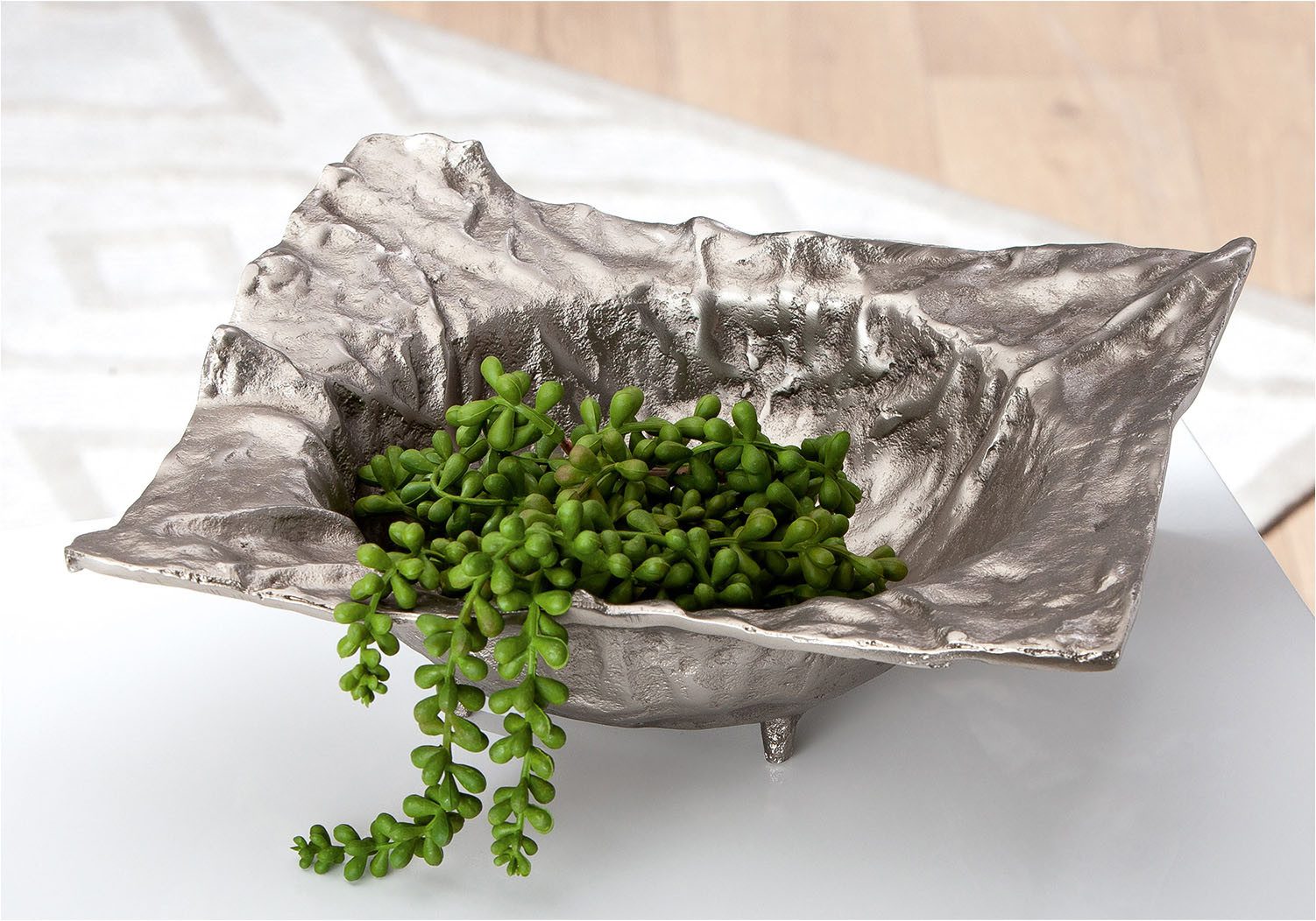 GILDE Schale Deko-Schale Crumple silberfarben, Aluminium, (1-tlg)