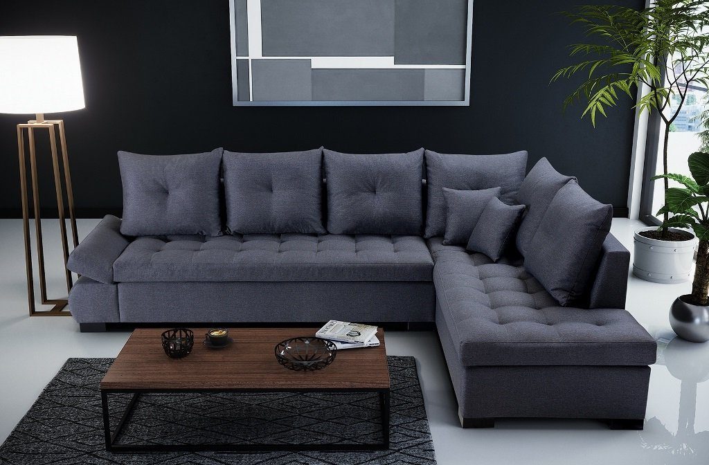 Geräumiges Ecksofa Graphit und Siblo elegantes Ecksofa Salvatore