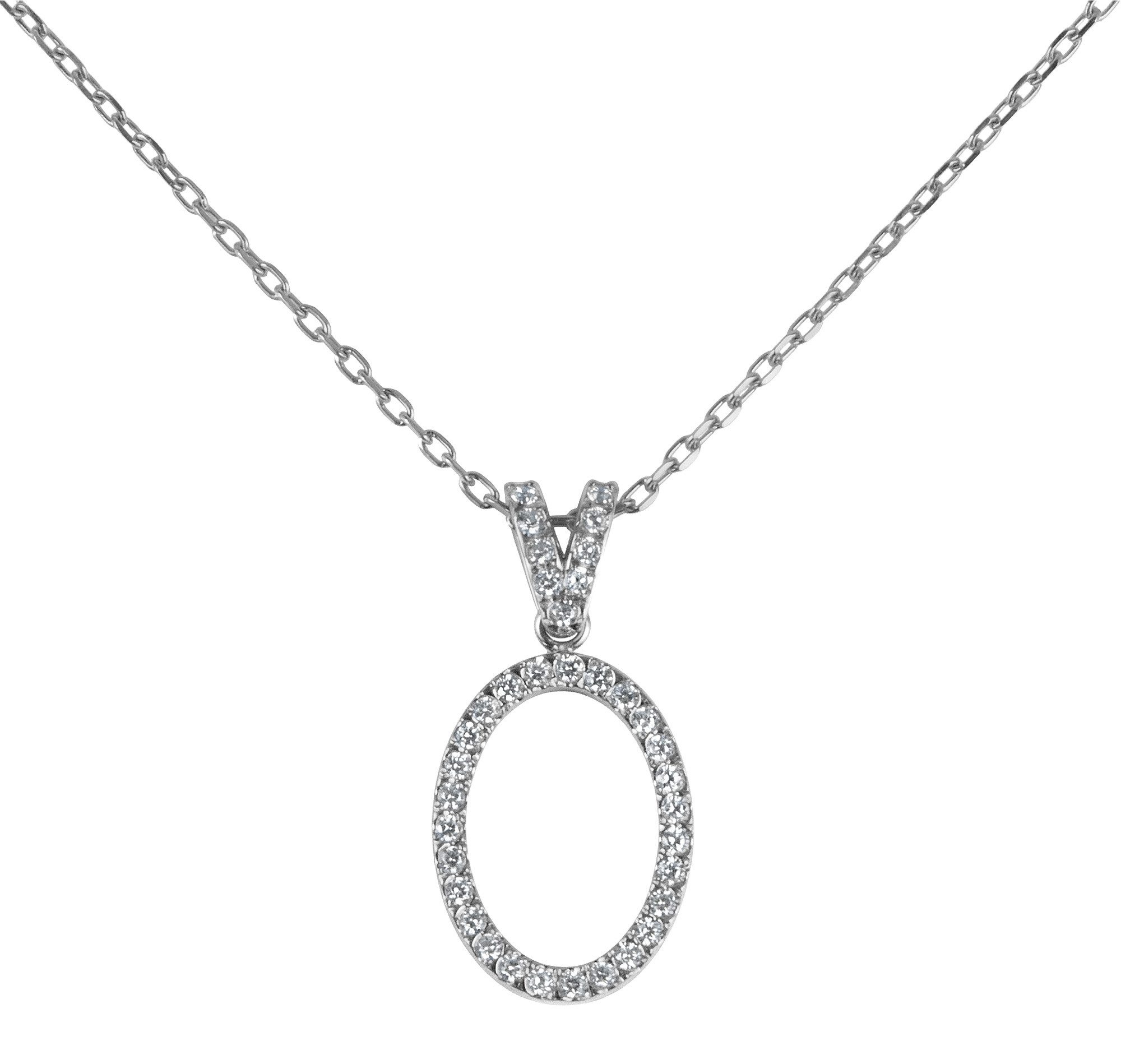 Jacques Lemans Kette mit Anhänger Oval, mit Zirkonia (synth)