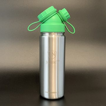 JN JuNiki´s Isolierflasche JuNiki´s eco line, 2er Set auslaufsichere isolierte Edelstahl-Trinkflasche mit Double Neck® Deckel (pat. pend) und Silikonhüllen grün blau