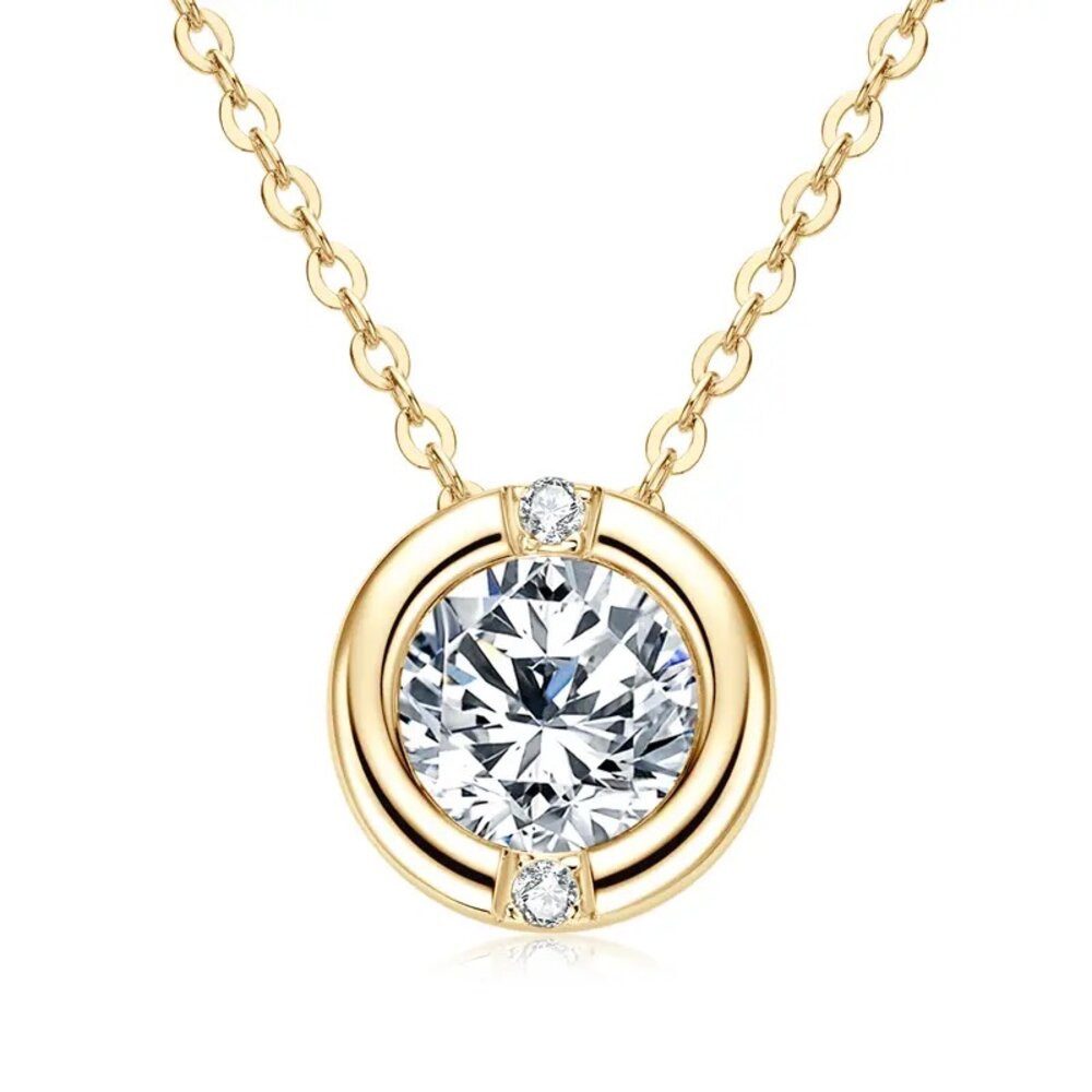 ROUGEMONT Silberkette Funkelnde Moissanit Halskette 1,0ct 925 Silber +Zertifikat, Echtschmuck mit Echtheitszertifikat – Bild 2 von 4