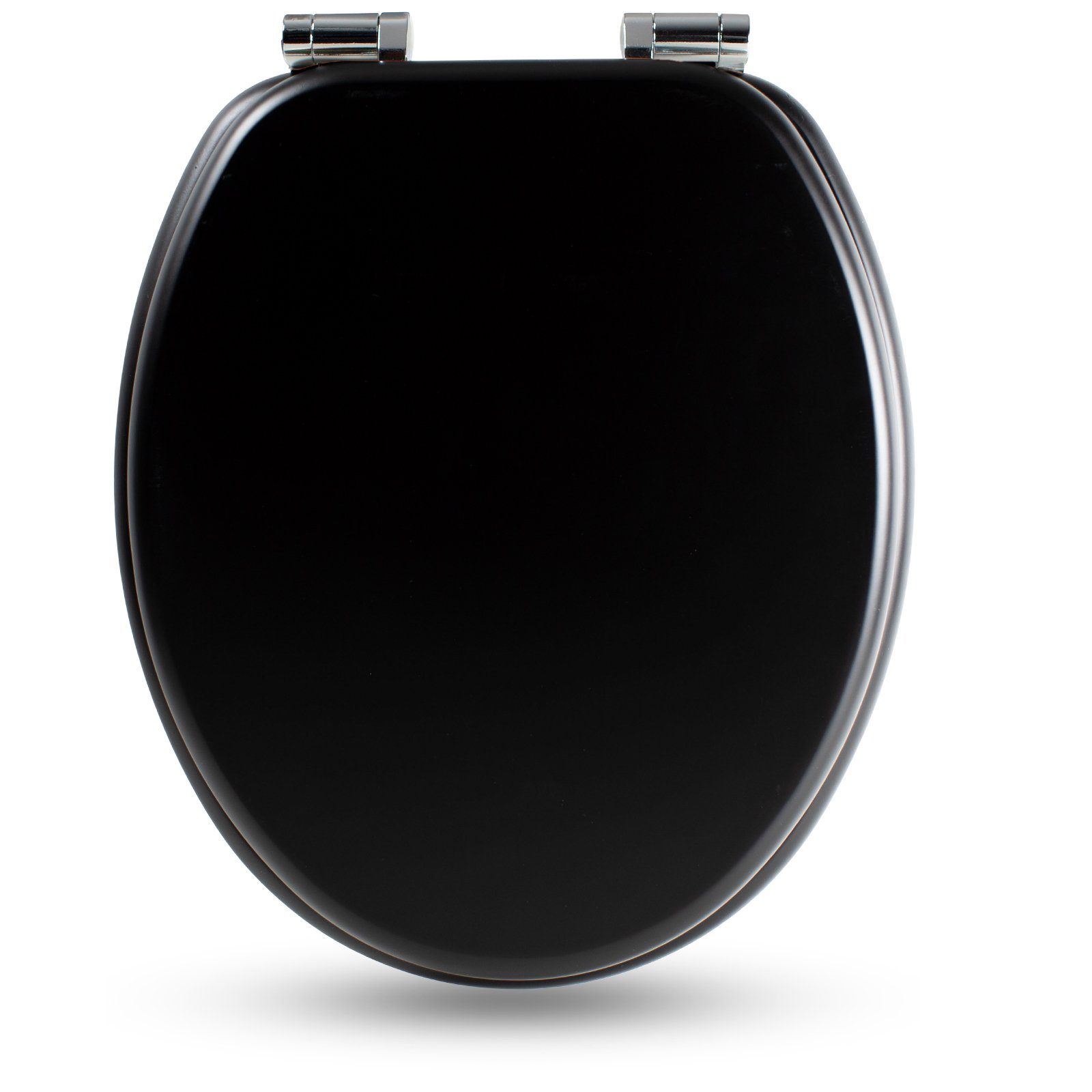 Sanfino WC-Sitz "All Black“ Premium Toilettendeckel mit Absenkautomatik aus Holz, bunter WC Sitz mit Motiv, hoher Sitzkomfort, einfache Montage