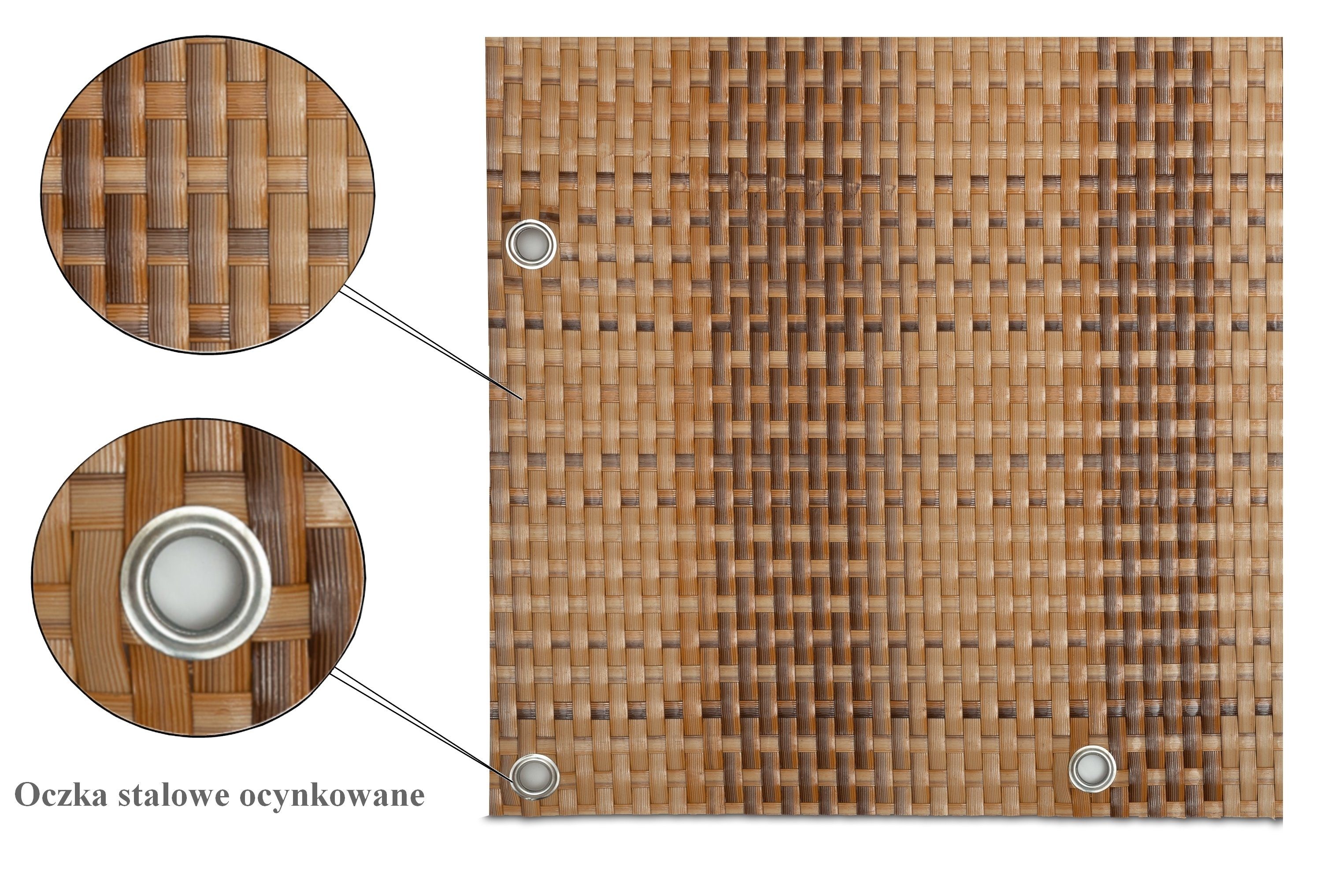 Rattan Art Balkonsichtschutz Polyrattan mit Metallösen Stroh 0,9m x 5m