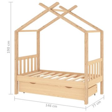 vidaXL Kinderbett Kinderbett Himmelbett mit Schublade Massivholz Kiefer 70x140 cm