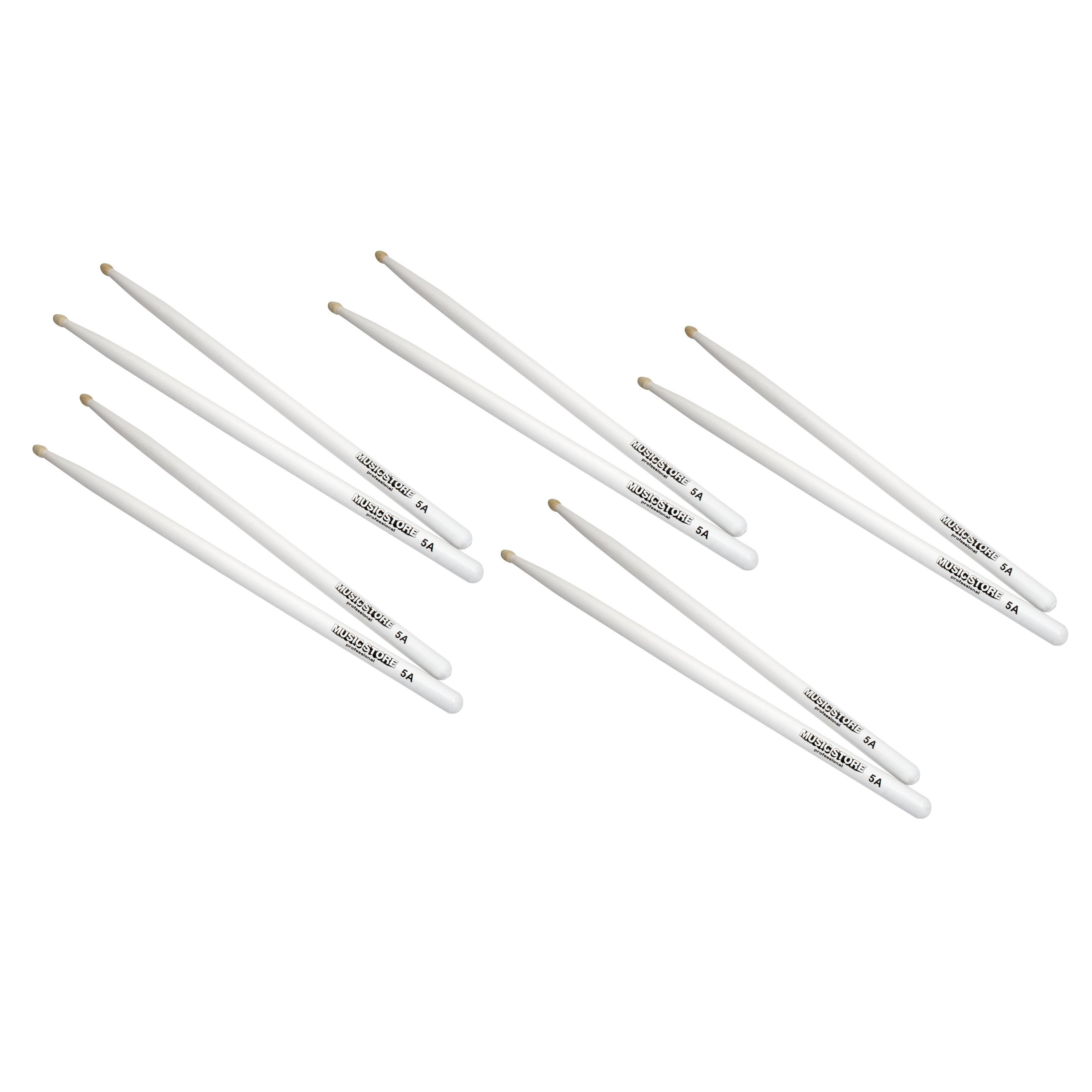 MUSIC STORE Барабанные палочки (5A Drumstick-Set 5 Stück Weiß Buche Sticks Acorn Kopfform 405mm Длина Holzschlägel für Schlagzeug, Sticks, Beater und Mallets, Stick Packs), Drumstick-Set, Acorn Kopfform, Buche Sticks