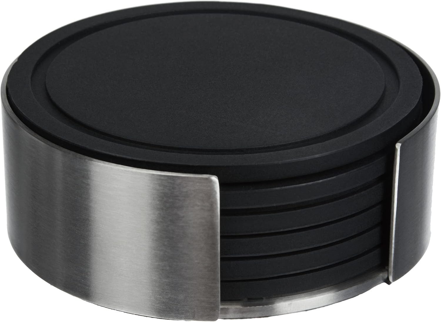 Zack Glasuntersetzer mit Halterung rund schwarz Silikon Untersetzer