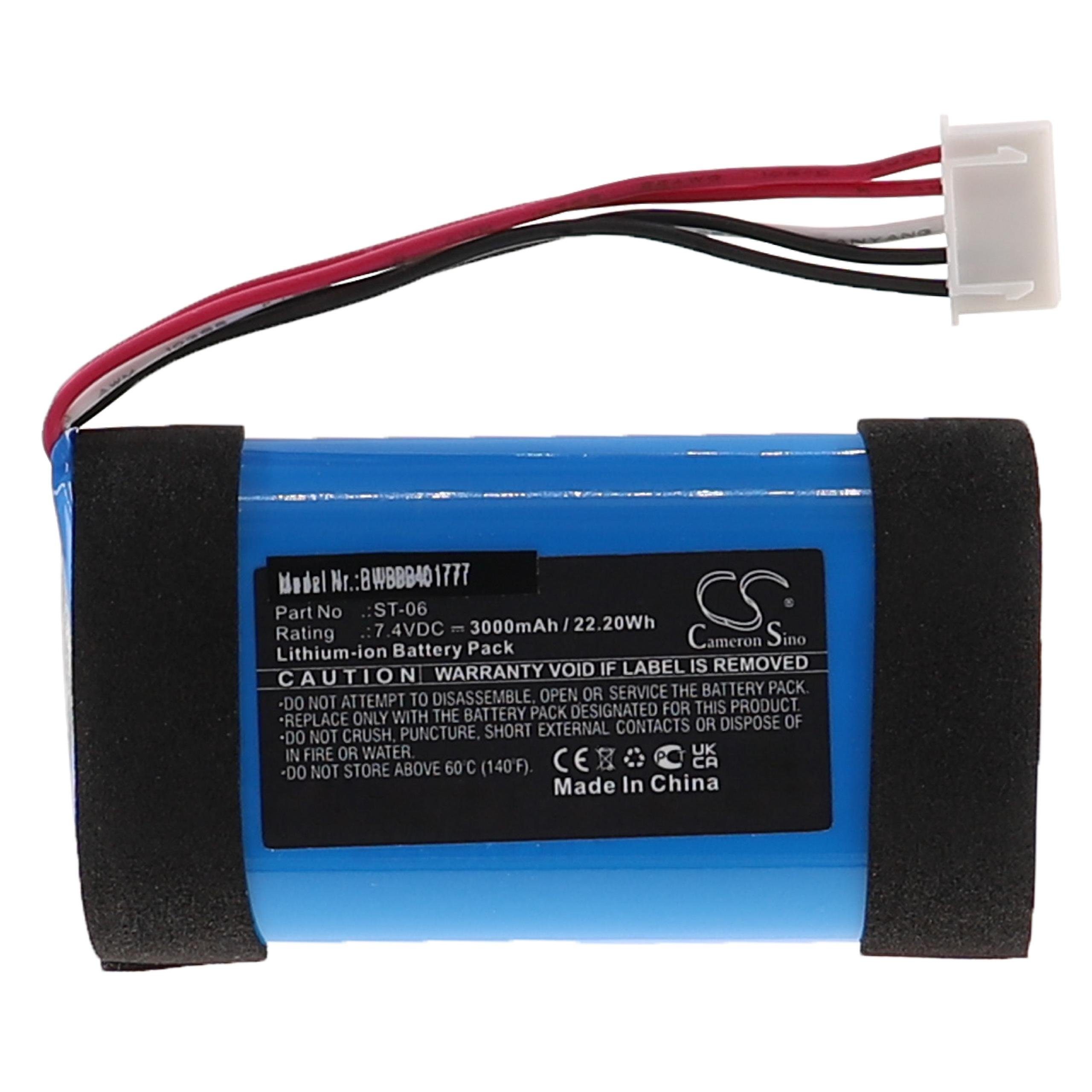 passend für Sony SRS-XB33, SRS-XB31 Lautsprecher (3000 mAh, 7,4 V, Akku