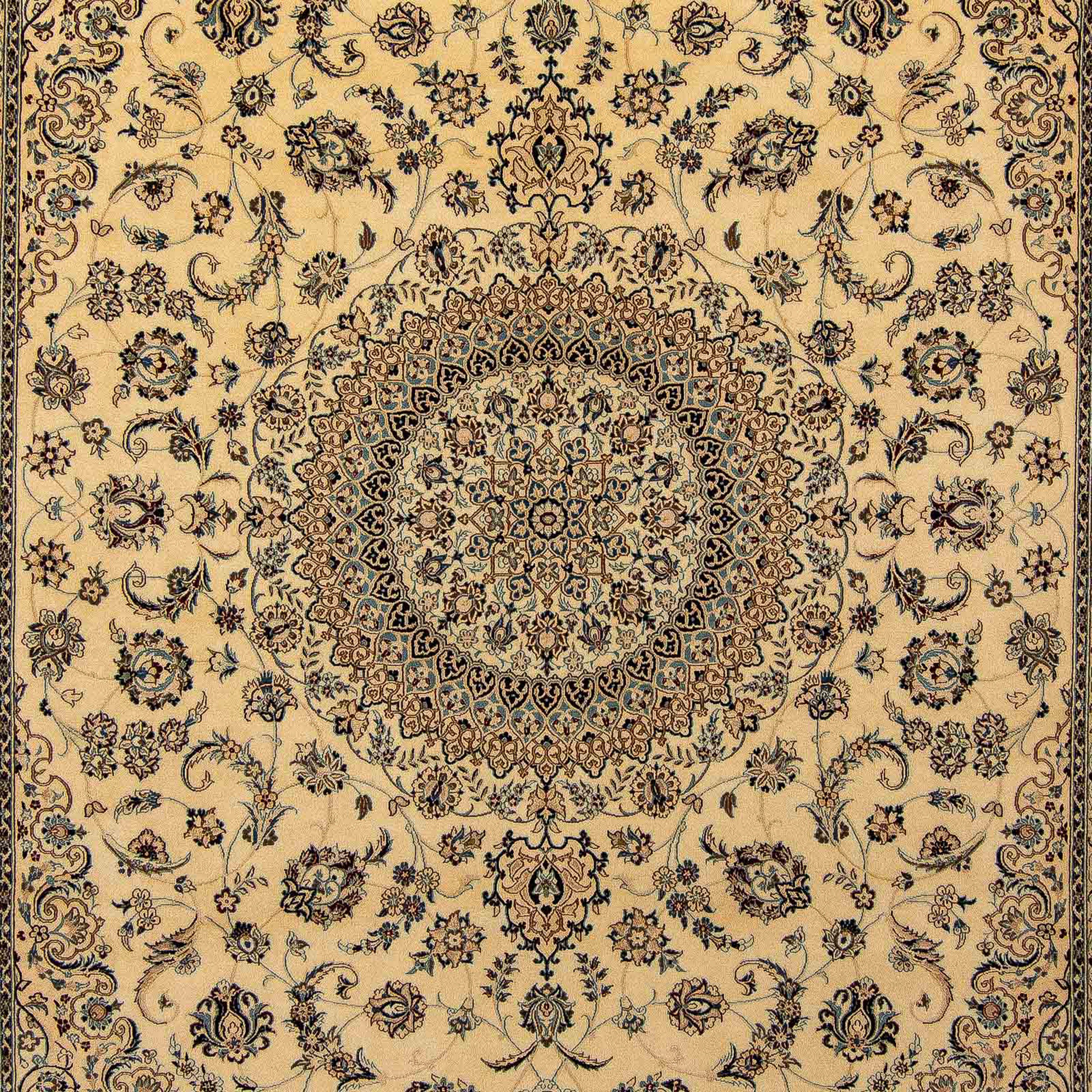 Perser Orientteppich - cm x Einzelstück - Zertifikat - rechteckig, Nain 302 408 Royal mit beige, - Wohnzimmer, morgenland, 10 Handgeknüpft, mm, Höhe:
