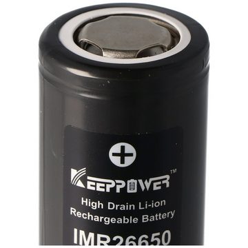 Keeppower Keeppower IMR26650 5200mAh, 15A, 3,6V - 3,7V Li-Ion-Akku, 67,2 x 26,5 Akku 5200 mAh (3,6 V)