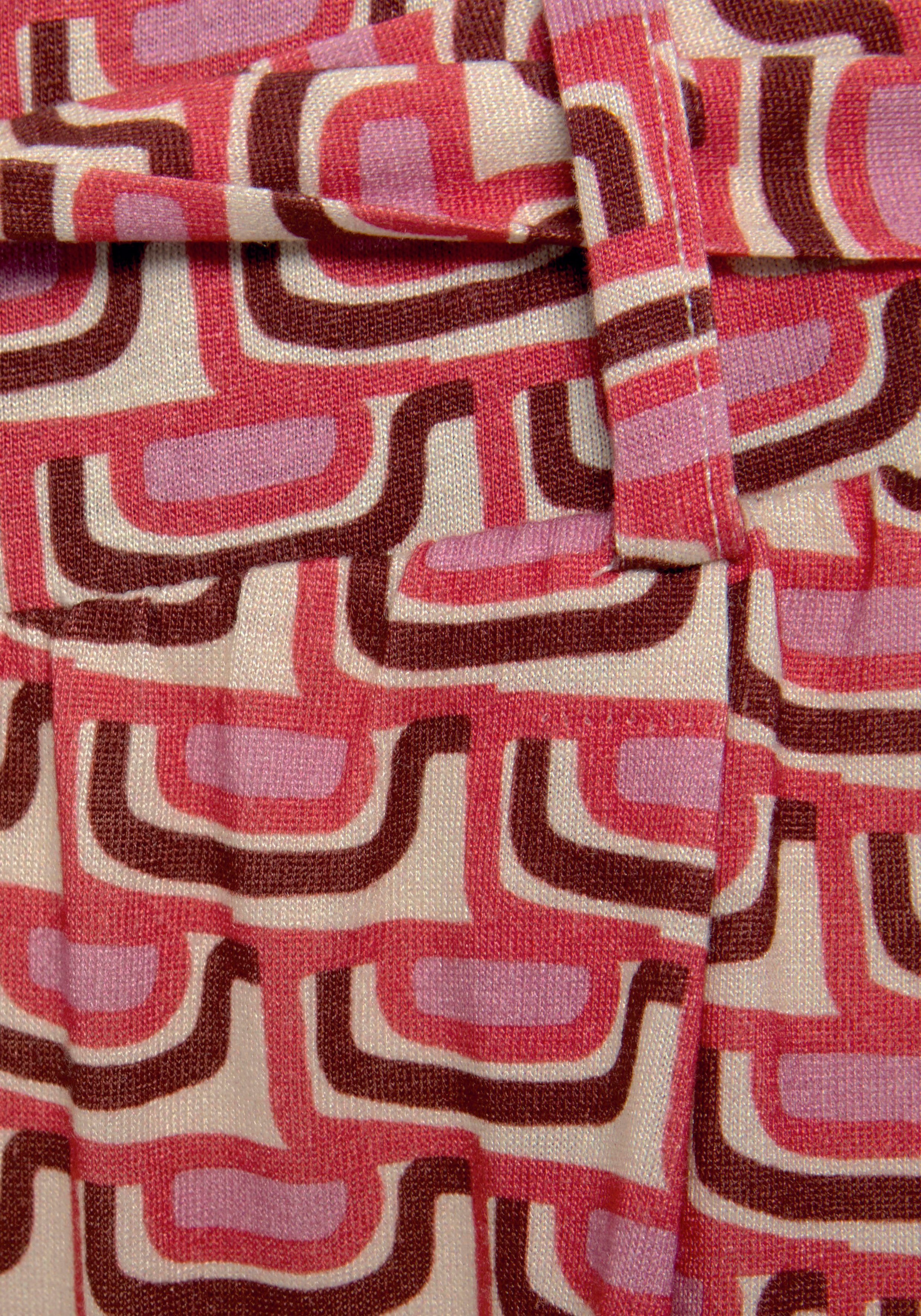 Vivance Culotte in weitem, bequemen Schnitt (mit Bindegürtel) mit Retroprint, leichte Jerseyhose, luftige Sommerhose, Schlupfhose