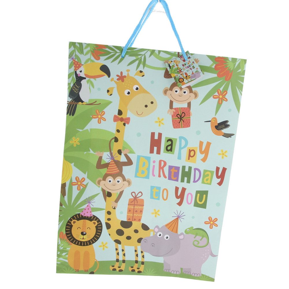MICA Geschenkbox Geschenktasche Dschungeltiere - ca. 33 x 10 x 45,5 cm