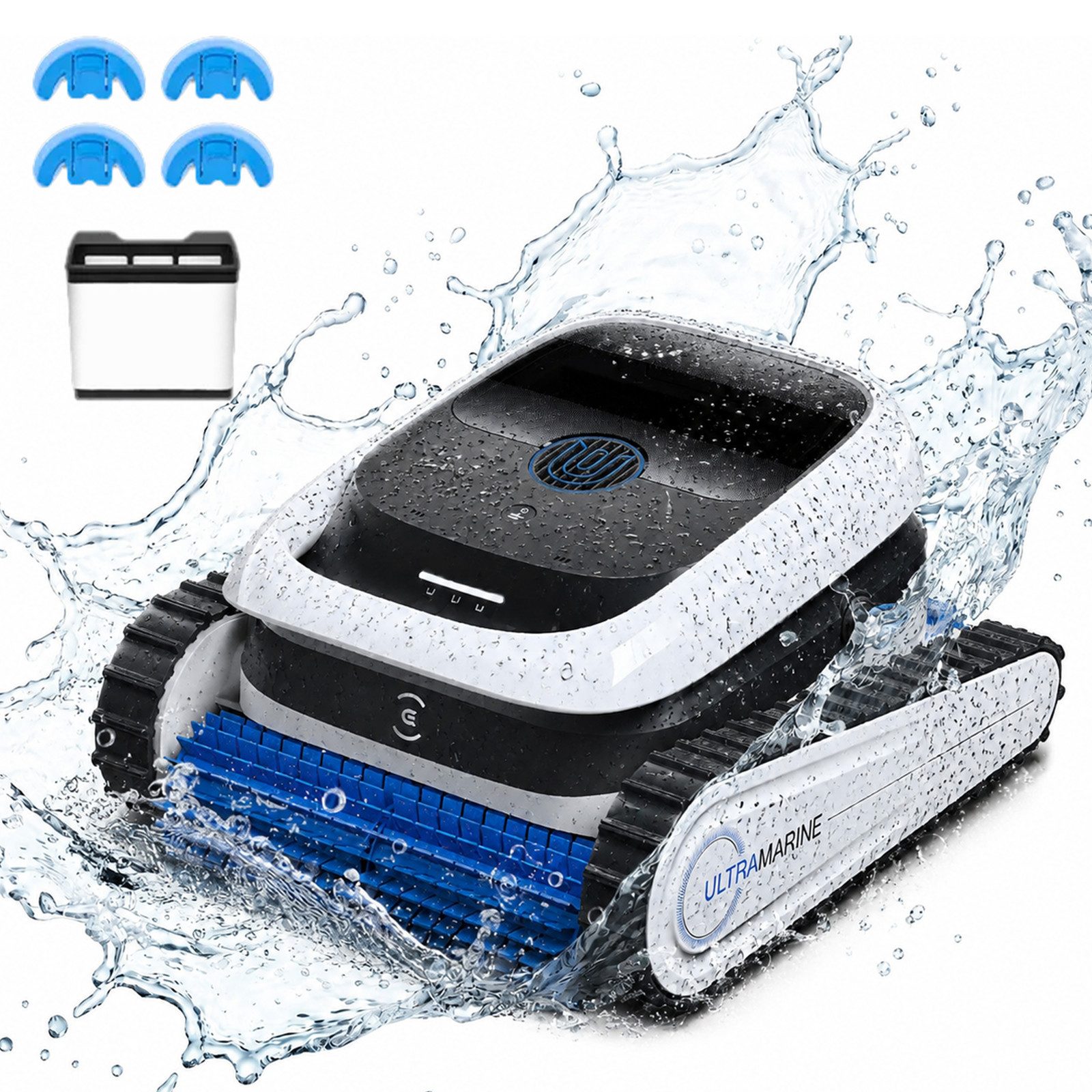 ECOVACS Poolroboter ULTRAMARINE P1 Care Kit für Boden und Wände, 180 Min, 180m², APP, (10-Stufen-Beständigkeit, Akkulaufzeit von 180 Minuten), 4800 GPH, Doppelschicht-Filter, SmartNavi-Navigation