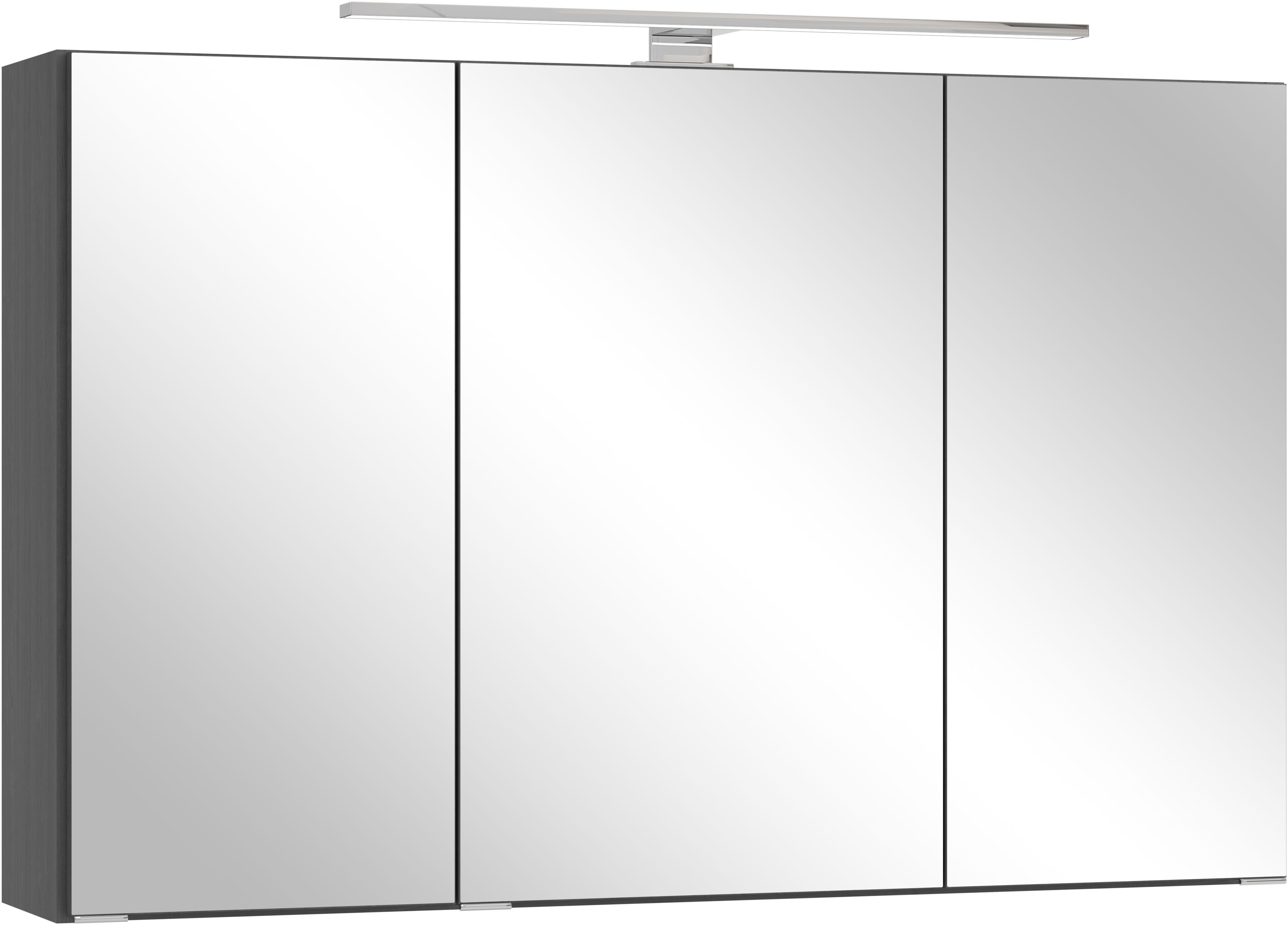 OTTO home Spiegelschrank BOZEN, 3D-Spiegelschrank 100 cm (Badezimmerschrank, Badschrank, Stauraum, Badmöbel, Schrank) Inklusive LED-Aufbauleuchte, Steckdose und Schalter