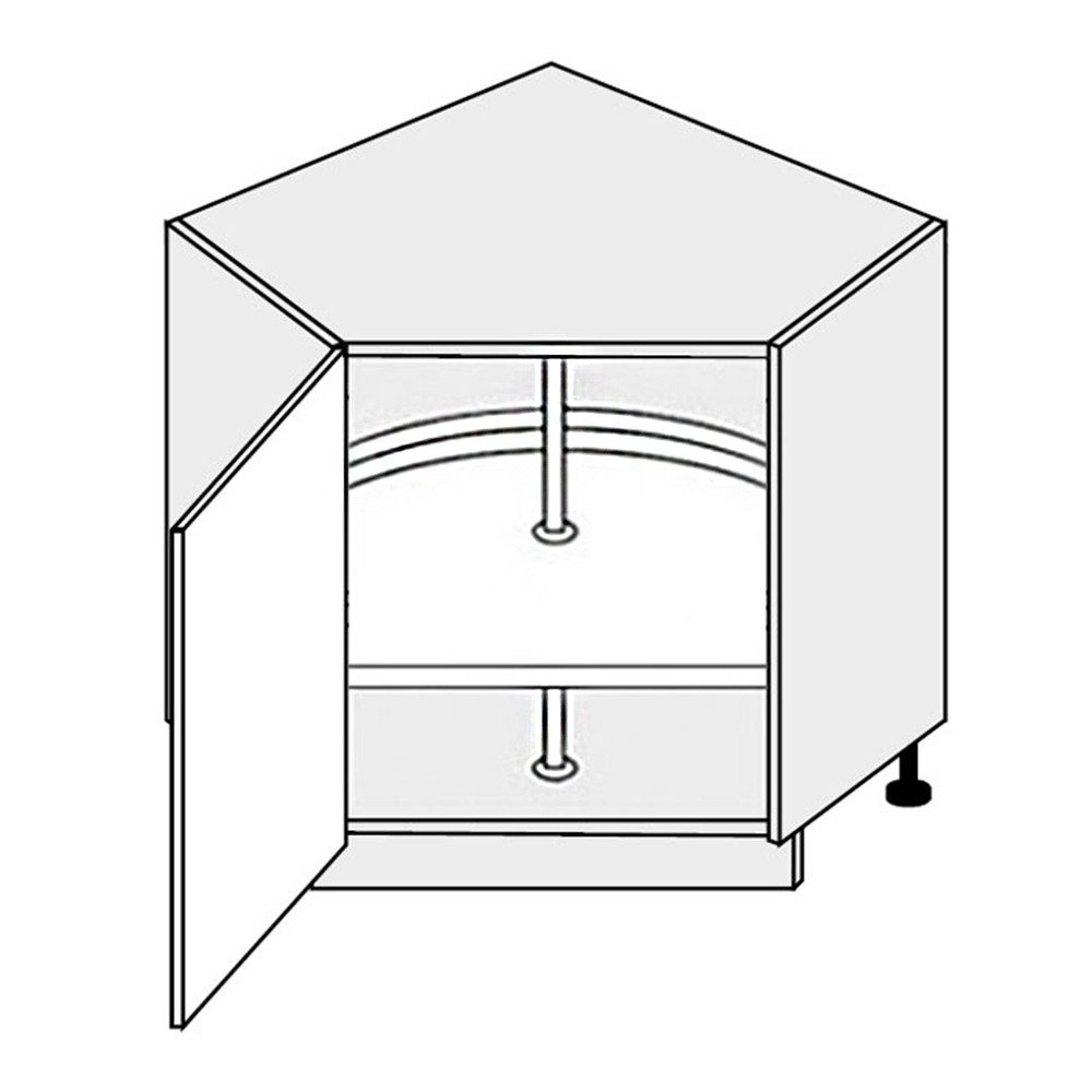 Feldmann-Wohnen Eckschrank Platinum (Platinum, 1-St., Kücheneckunterschrank) 84x84cm grau / schwarz Hochglanz / Topfkarusesll