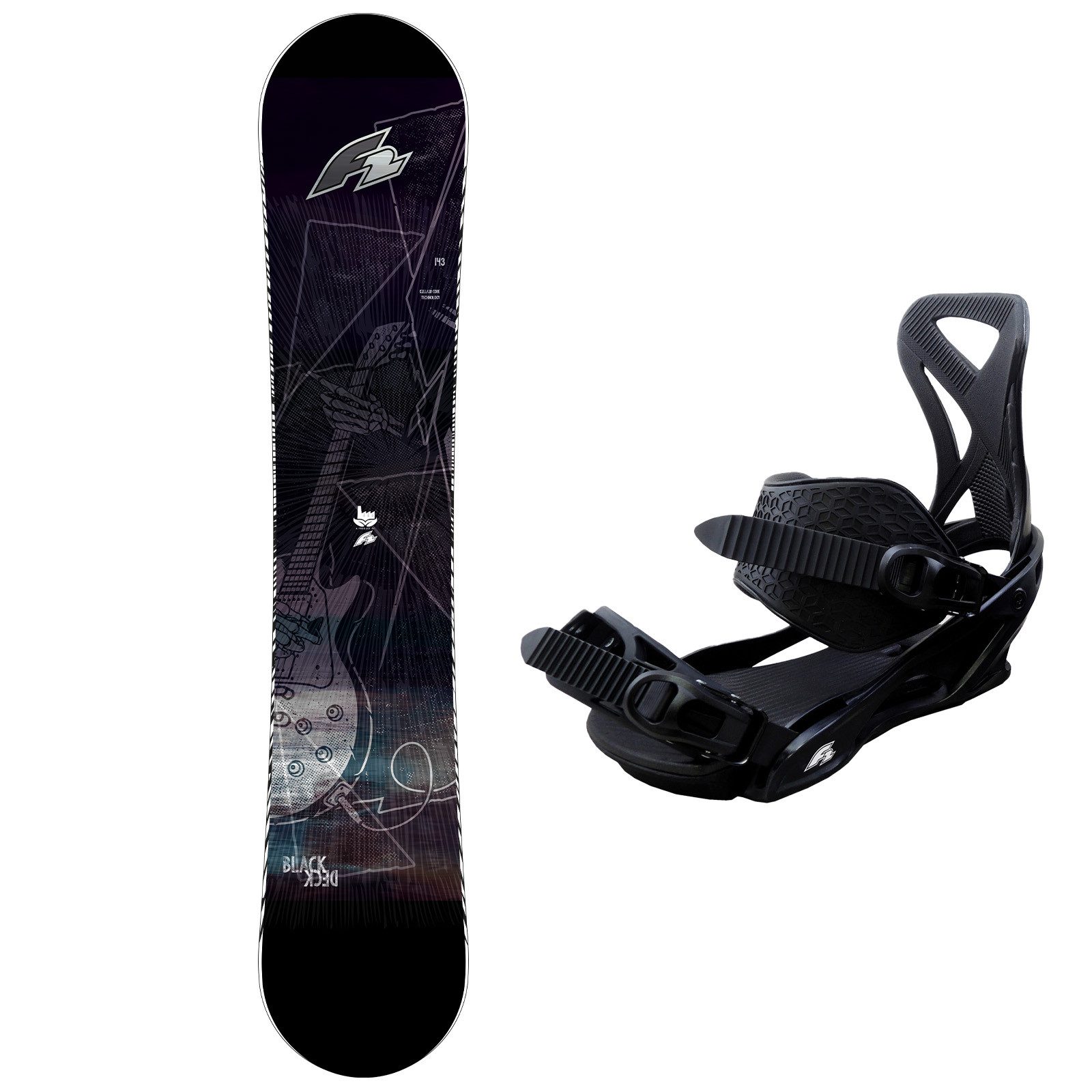 F2 Snowboard F2 Set Snowboard Blackdeck extra wide 155w cm mit Bindung Sonic Pro L