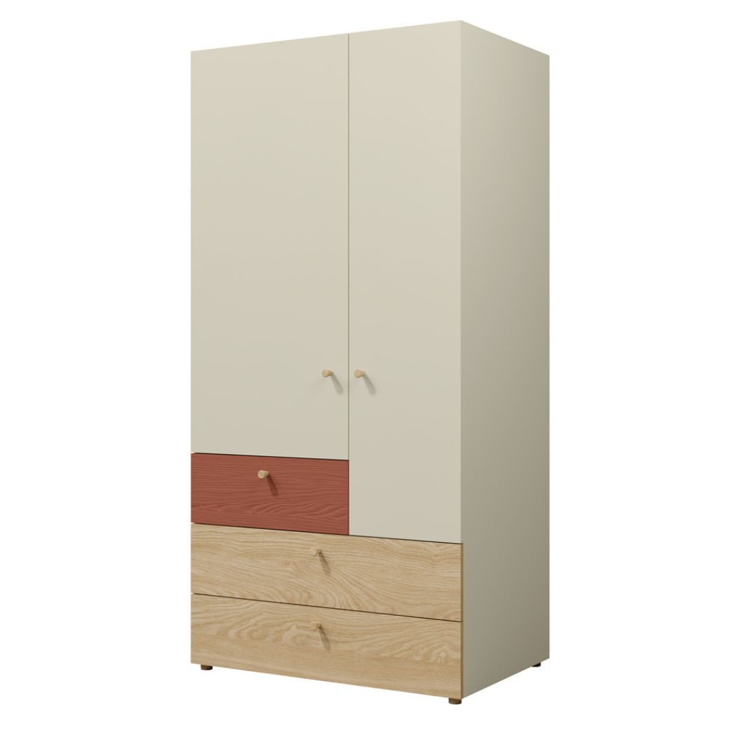 Compleo Kleiderschrank mit zwei Türen und 3 Schubladen SKY Modern Kinderzimmerschrank Schrank für Spielzeug und Kleidung
