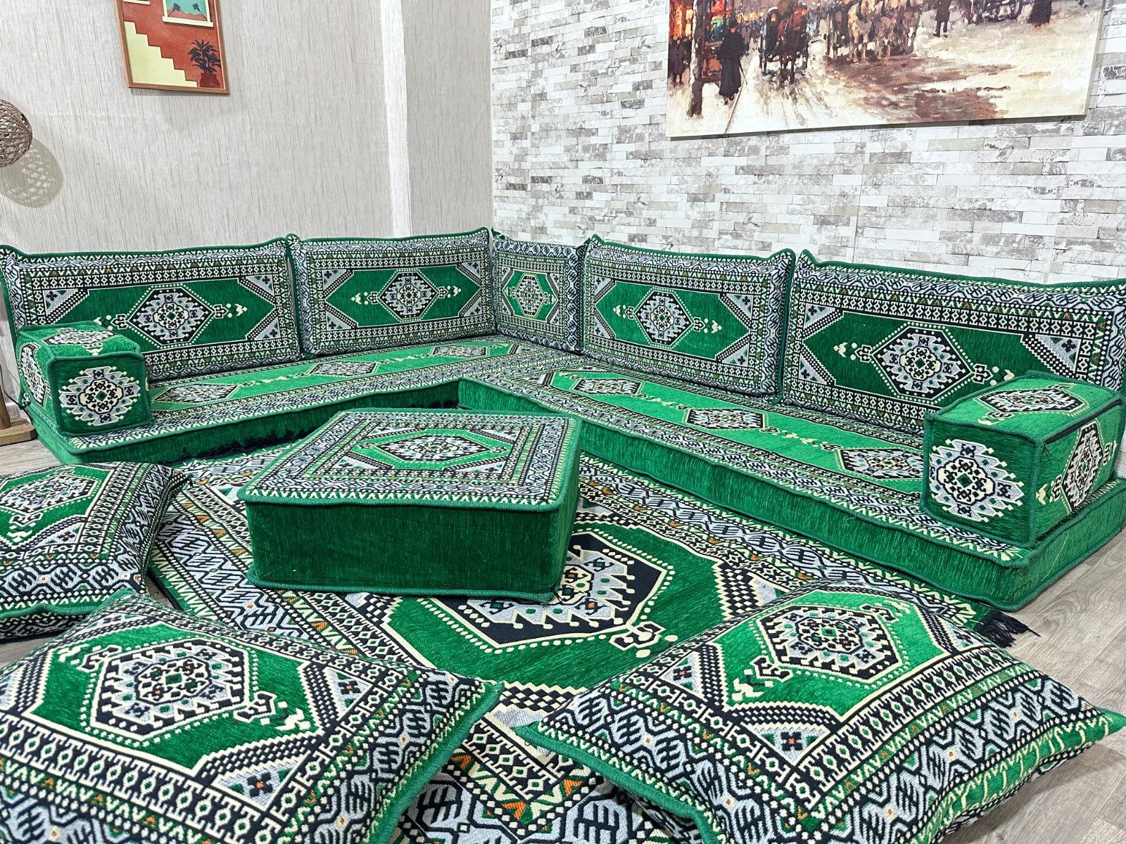 CaddeBuy Sofa Orientalisches Sitzecke, Arabische Ecke Majlis, Sitzecke, Sitzkissen, 14 Teile