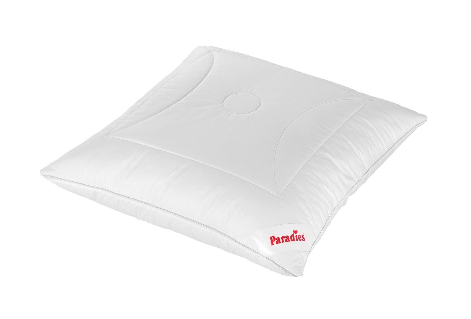 Paradies Kopfkissen SOFTY DUETT PLUS, 80 x 80 cm, Weiß, Füllung: Textilfaserkügelchen, Bezug: Bio-Baumwolle, Seitenschläfer, Bauchschläfer, Rückenschläfer, Made in Germany