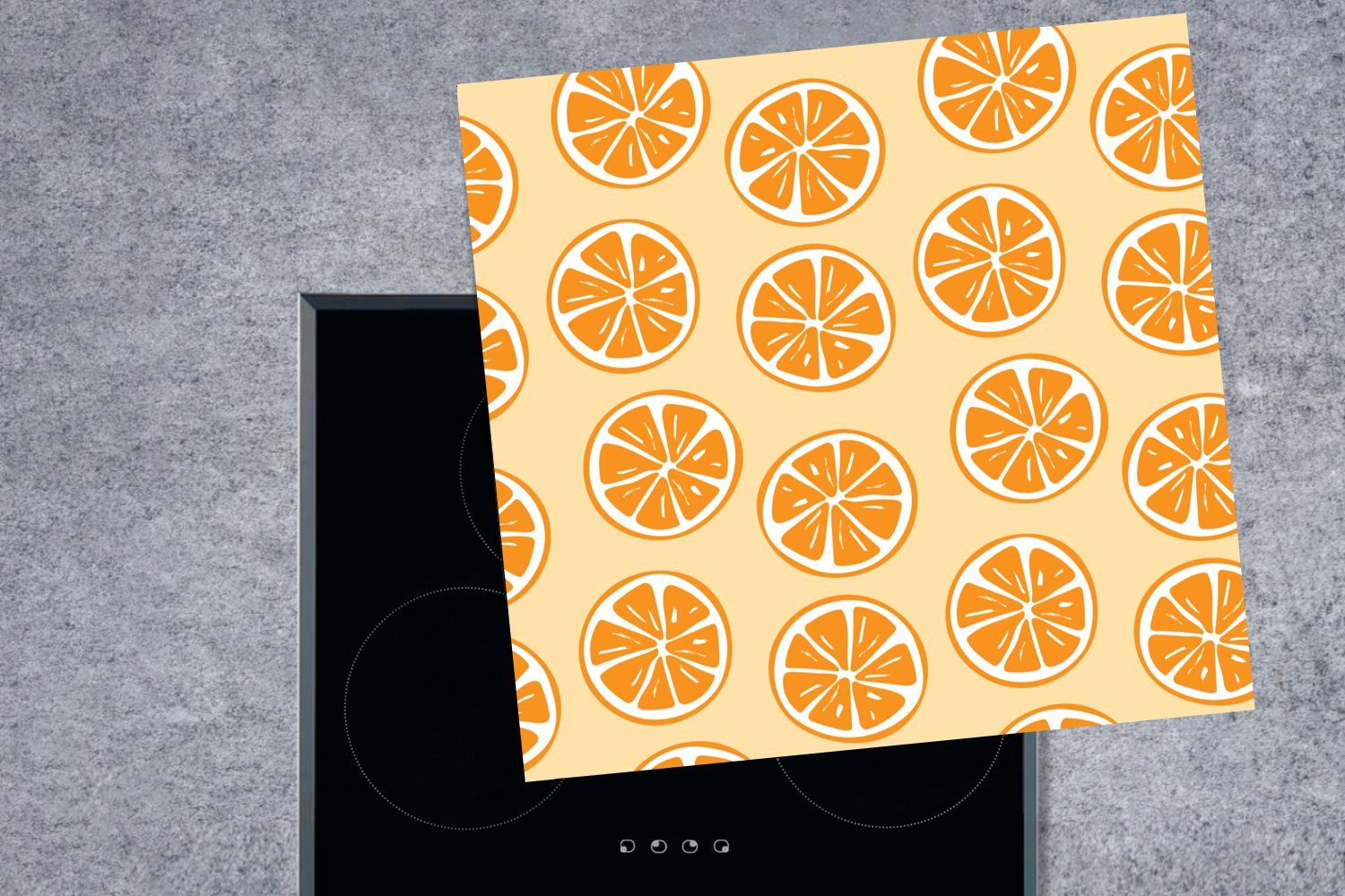 Tropisch, küche Orange Vinyl, 78x78 für Ceranfeldabdeckung, (1 tlg), - cm, MuchoWow - Arbeitsplatte Obst Herdblende-/Abdeckplatte