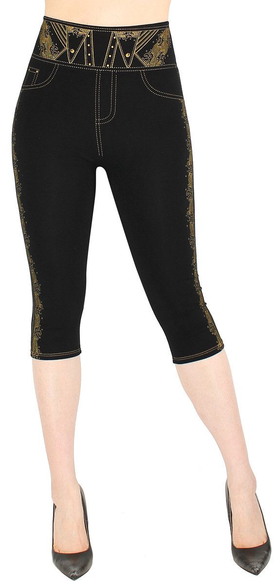 dy_mode Caprileggings High Waist Capri Леггинсы 3/4 Sommerleggings in Jeggings Muster mit elastischem Hochbund