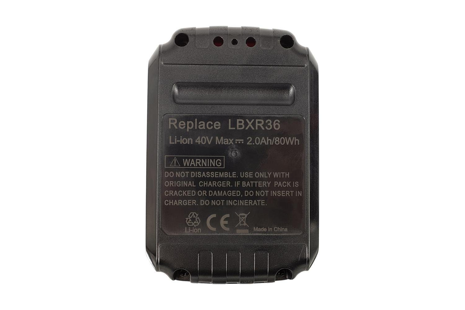Decker LST540, Li-Ion BL2036 Black LBX2040, Akku 40V 2000mAh Für mAh Ersatz LCS1240 LBXR36 V), TDW105.86D PowerSmart Max LBXR2036, Akku (brandneu) Ersatzbatterie (40 2000 BL20362 36V & Lithium-ion