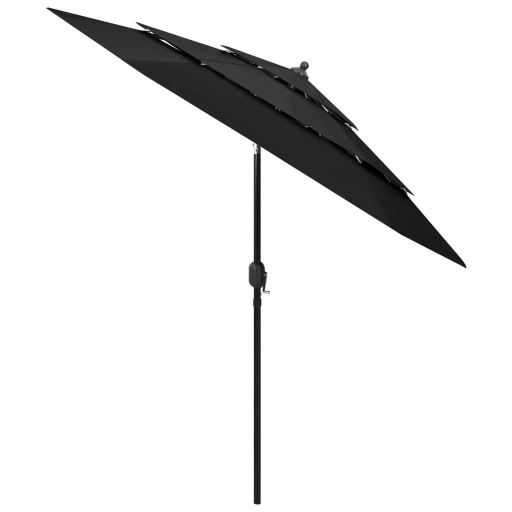 furnicato Sonnenschirm mit Aluminium-Mast 3-lagig Schwarz günstig online kaufen