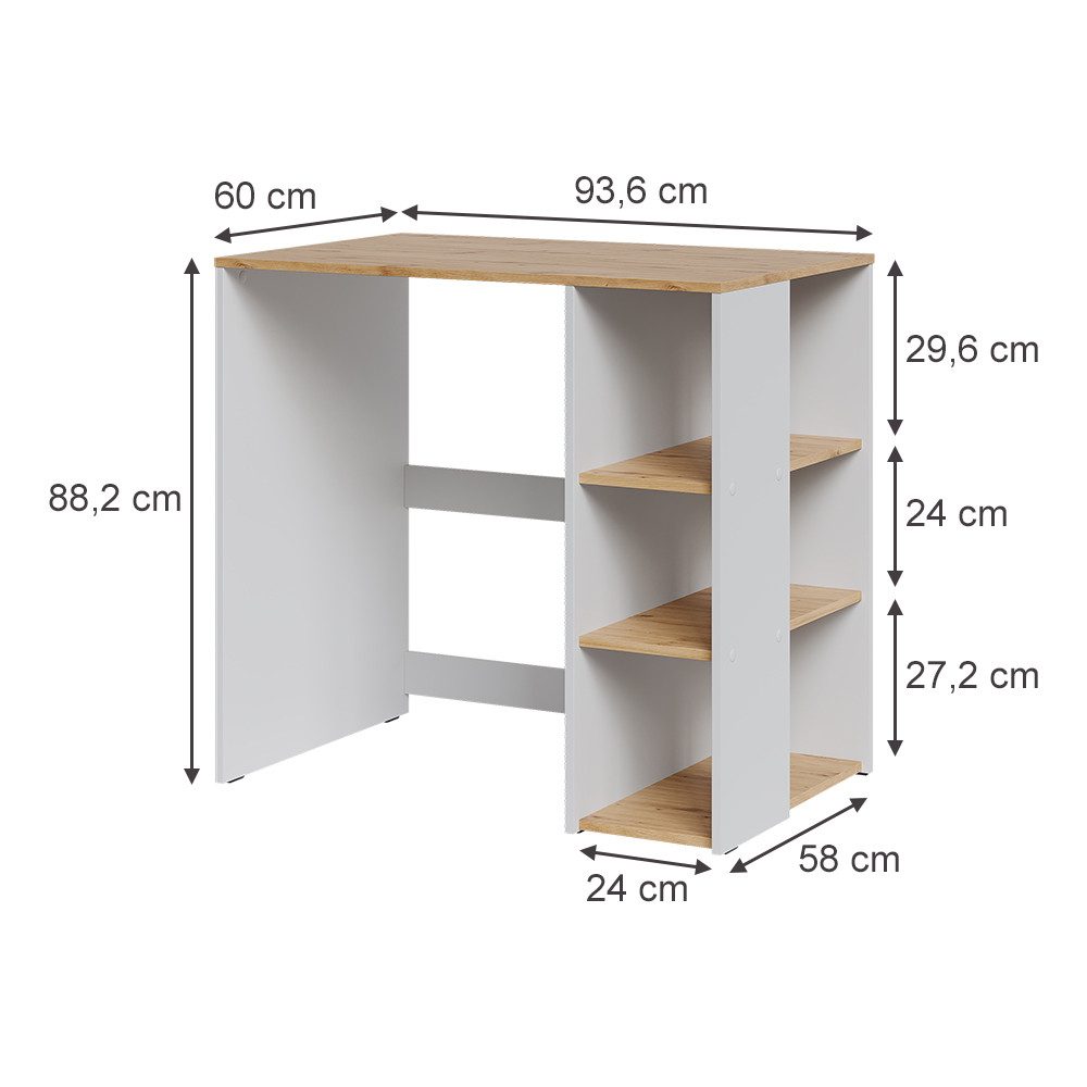 Vicco Waschmaschinenumbauschrank Viktor, Weiß/Artisan-Eiche, 93.6 x 88.2 cm mit Regal (1-St)