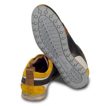 Kamo-Gutsu Herren Leder Sneaker, dunkelgrau/gelb (TIFO-017 lambo + antracite) Sneaker Handgefertigt in Italien