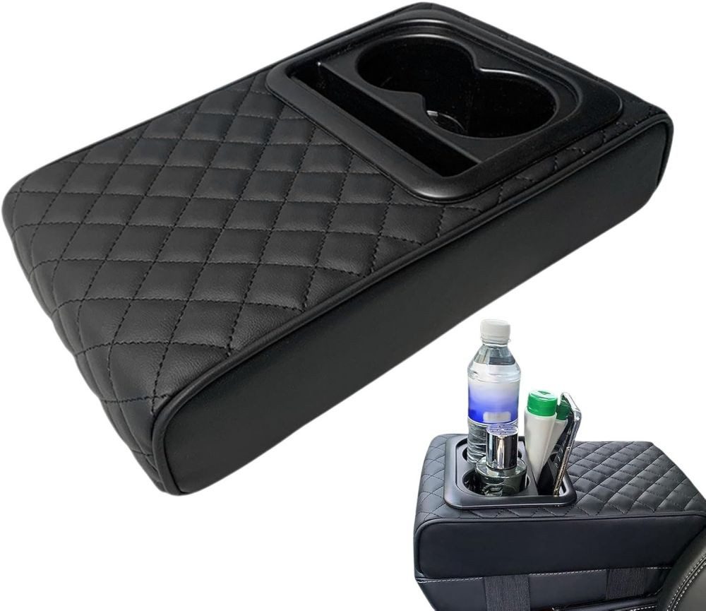 Armlehnenkissen Auto Armlehnenkissen Memory Foam mit Getränkehalter universell DE.