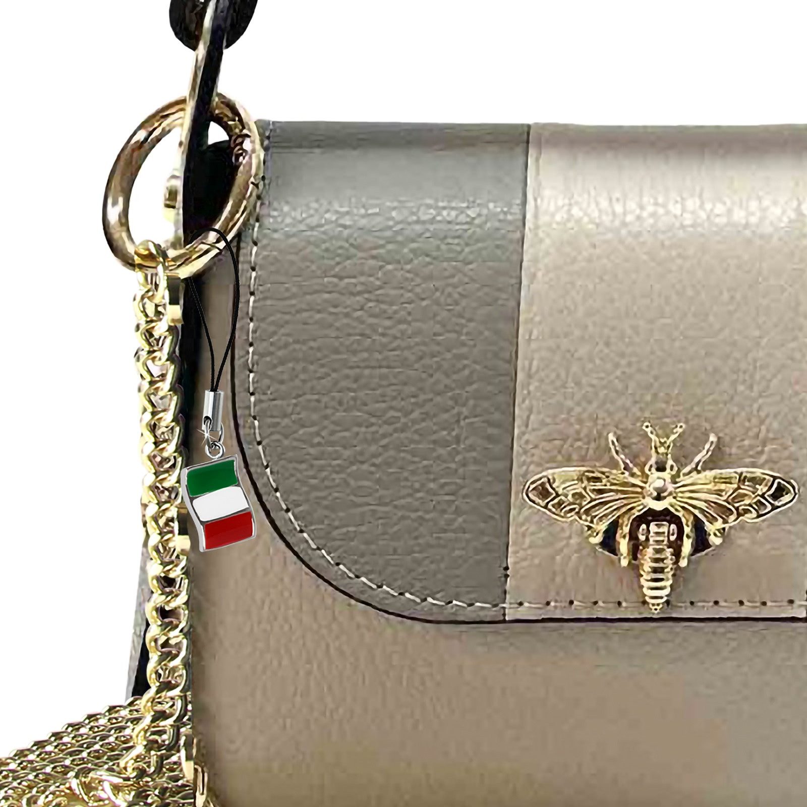 FLORENCE Umhängetasche Florence Tasche grau hellgrau Leder (Umhängetasche), Damen Umhängetasche Echtes Leder, grau, hellgrau ca. 14cm hoch