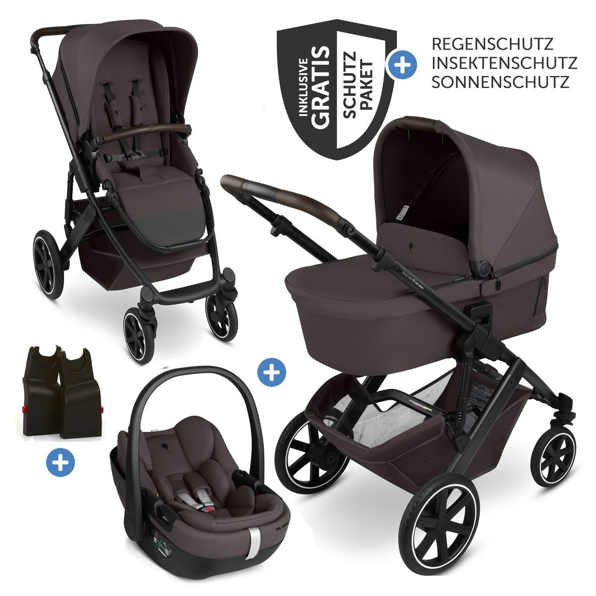 ABC Design Kombi-Kinderwagen Salsa Core Set - Falcon, 3 in1 Kinderwagen Buggy mit Babywanne, Babyschale, Sportsitz & Zubehör