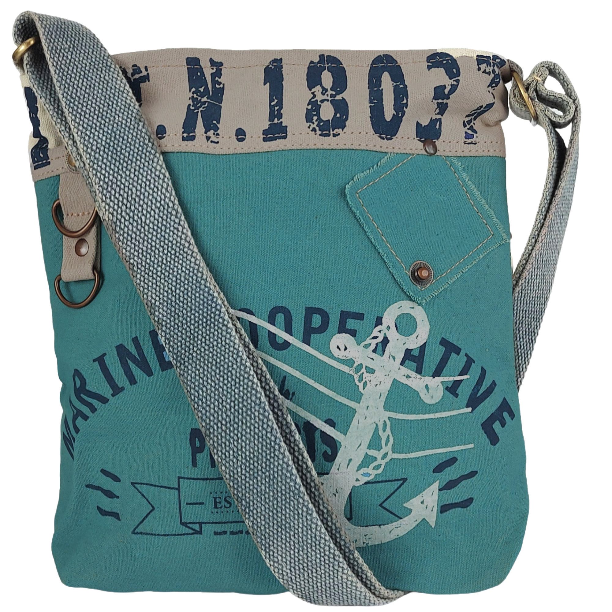 Sunsa Umhängetasche Damen Umhängetasche, blaue Maritim Schultertasche, vegane Handtasche, vegan