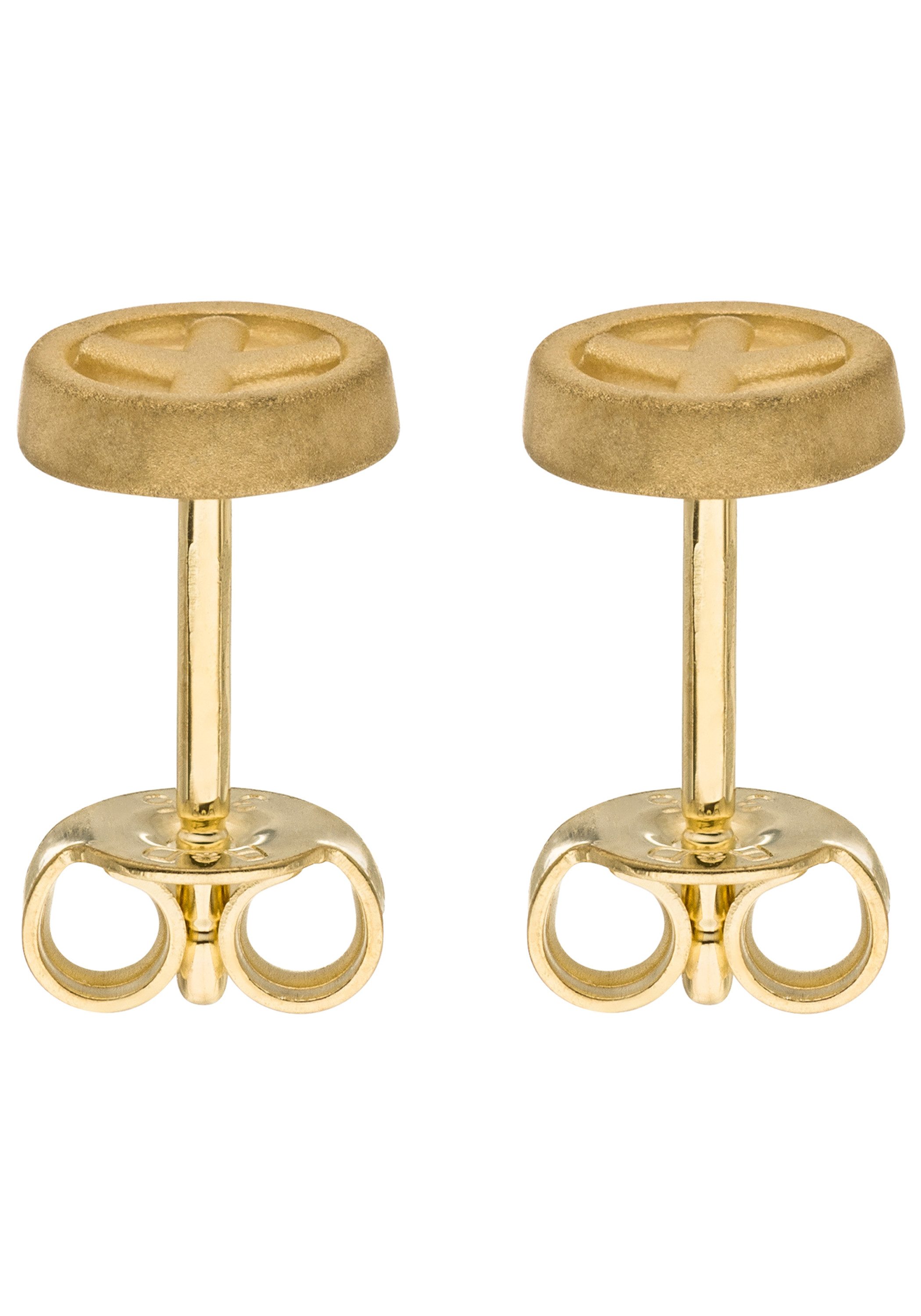 JOBO Paar Ohrstecker Peace-Zeichen, 375 Gold 6 mm