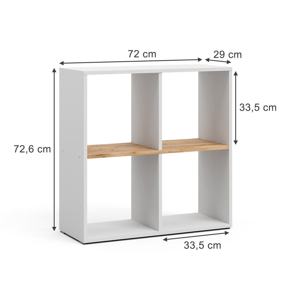 Vicco Raumteiler Tetra, Weiß/Goldkraft Eiche, 72 günstig online kaufen