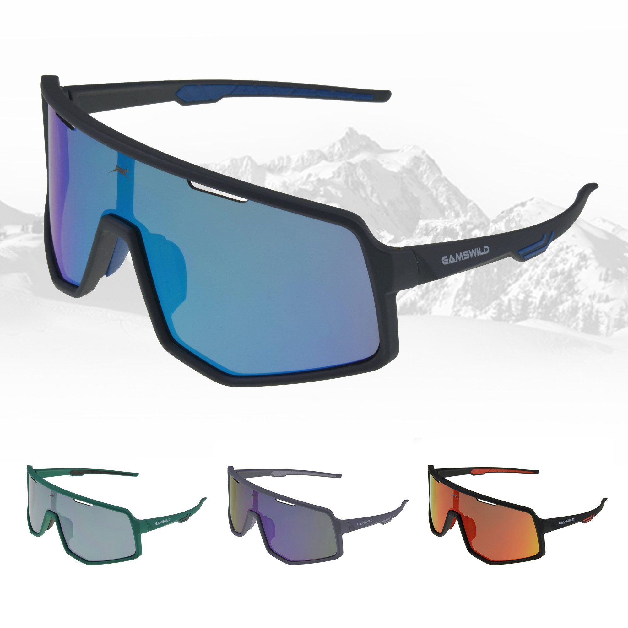 Gamswild Sonnenbrille UV400 Sonnenbrille Fahrradbrille Skibrille TR90 schnelle Brille Damen Herren WS4042 in, lila, blau, schw.-rot, oliv, beere, weiß