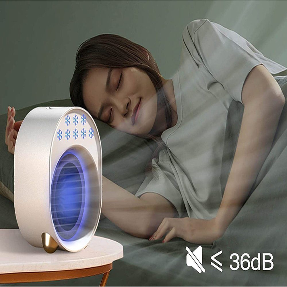 Klimaanlage Mini Tischturmventilator weiß Luftkühler mit Ventilator, GelldG Verdunstungskühlung,